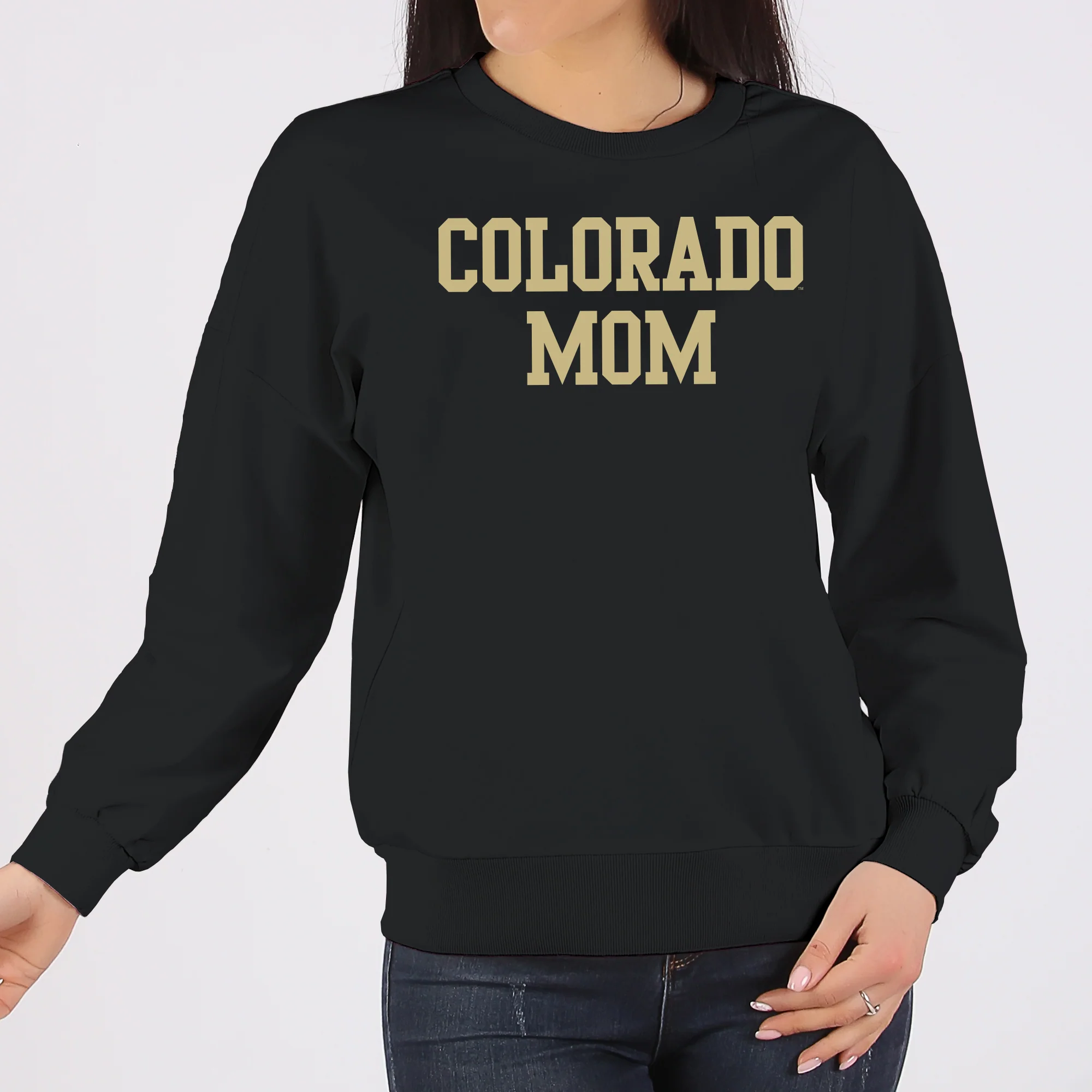 University of Colorado Buffaloes Basic Block Mom Crewneck Sweatshirt - Black - Image 3