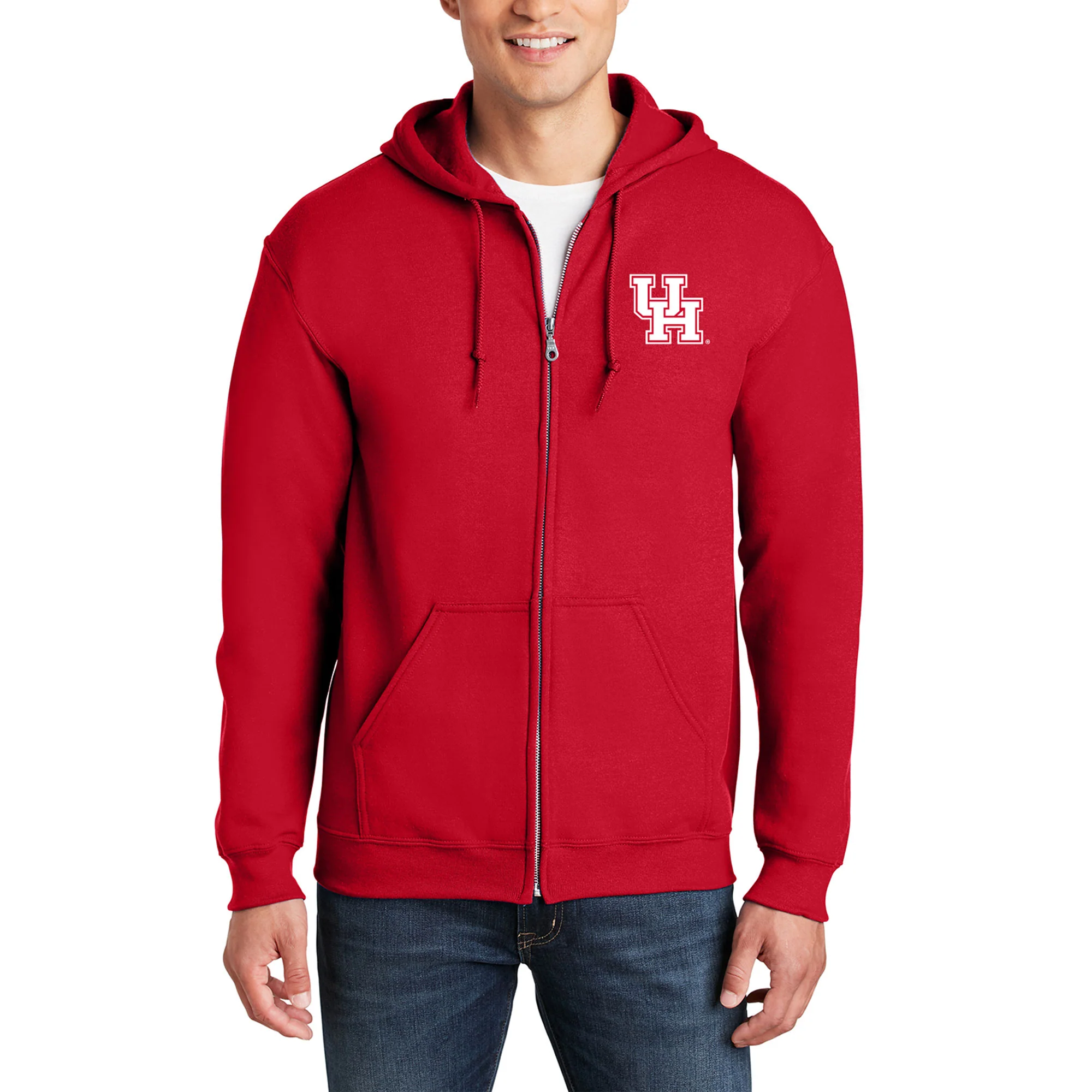 Houston Cougars Primary Logo Left Chest Zip Hoodie - Red - Image 4