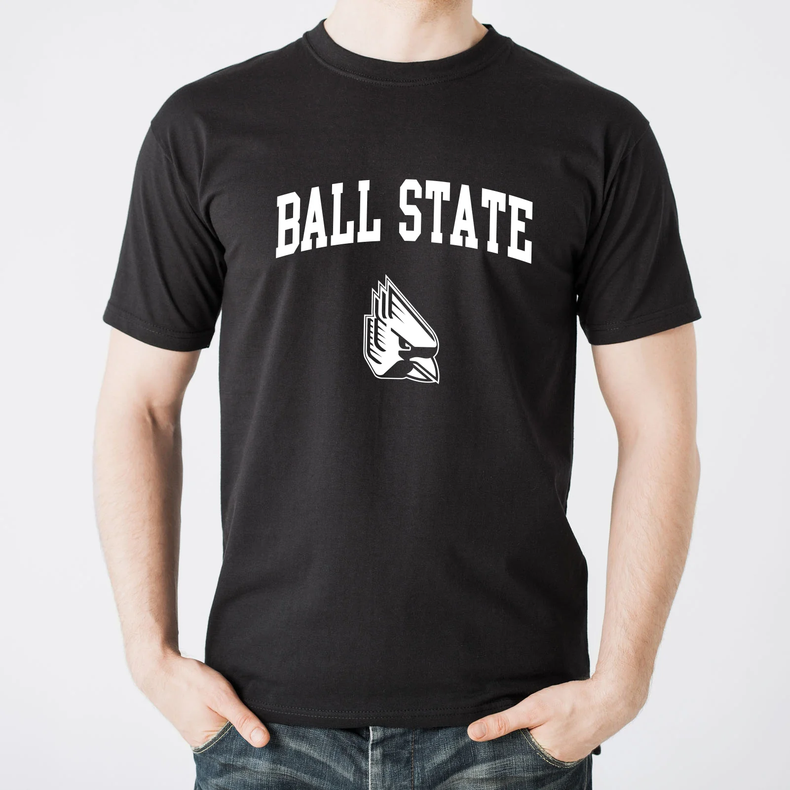 Ball State University Cardinals Arch Logo Short Sleeve T-Shirt - Black - Image 3