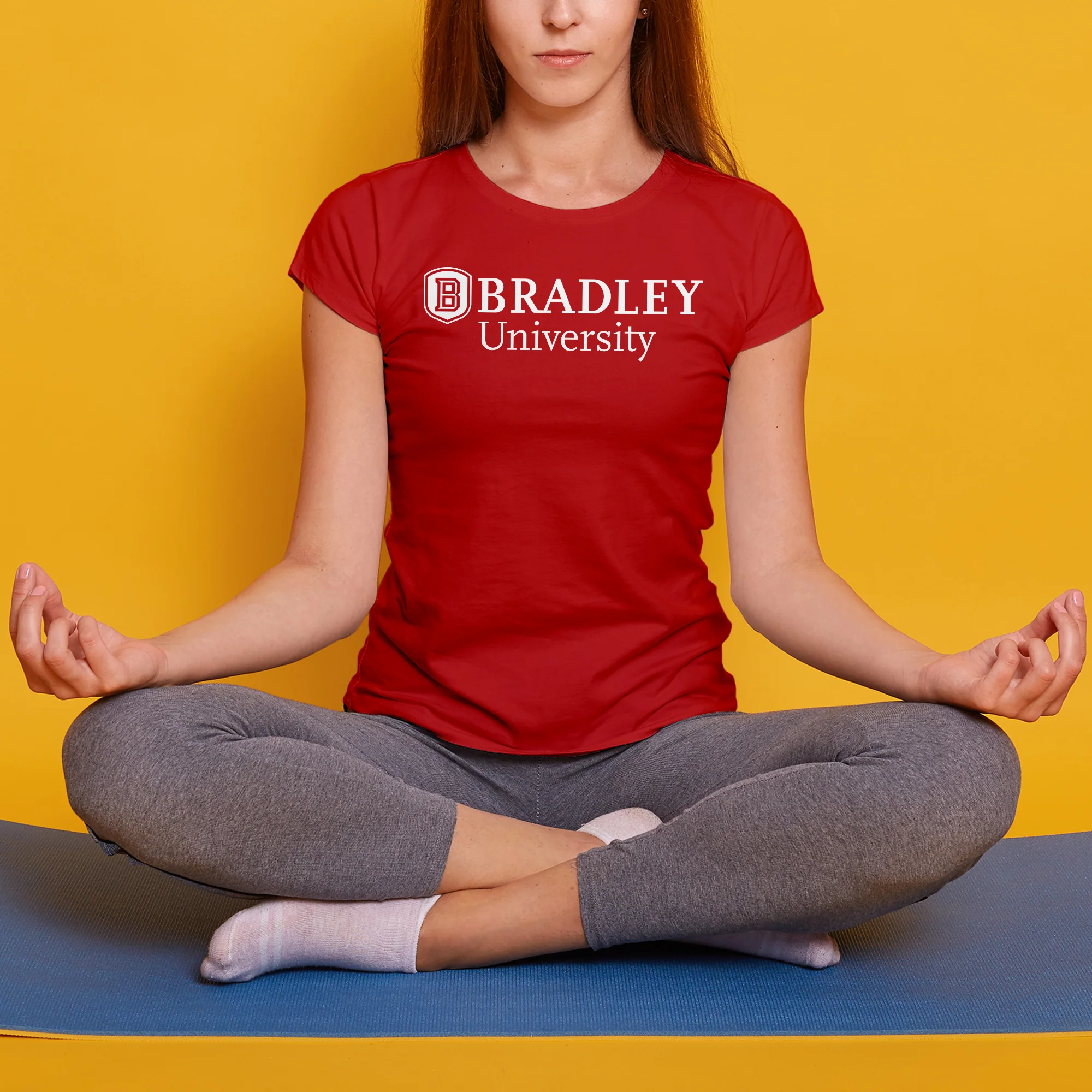 Bradley University Braves Basic Block Cotton Short Sleeve Women's T Shirt - Red - Image 4