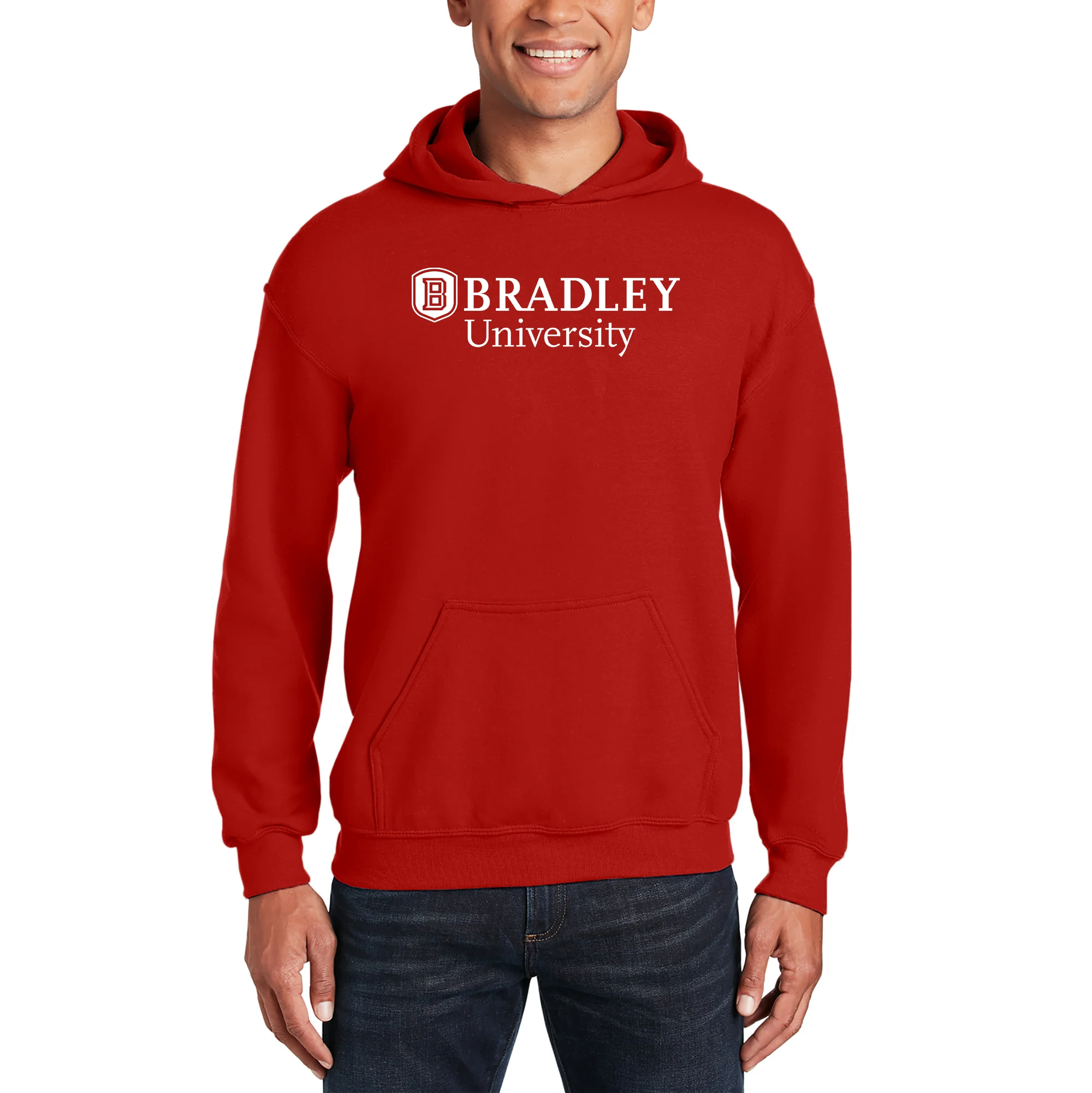 Bradley University Braves Basic Block Heavy Blend Hoodie - Red - Image 3