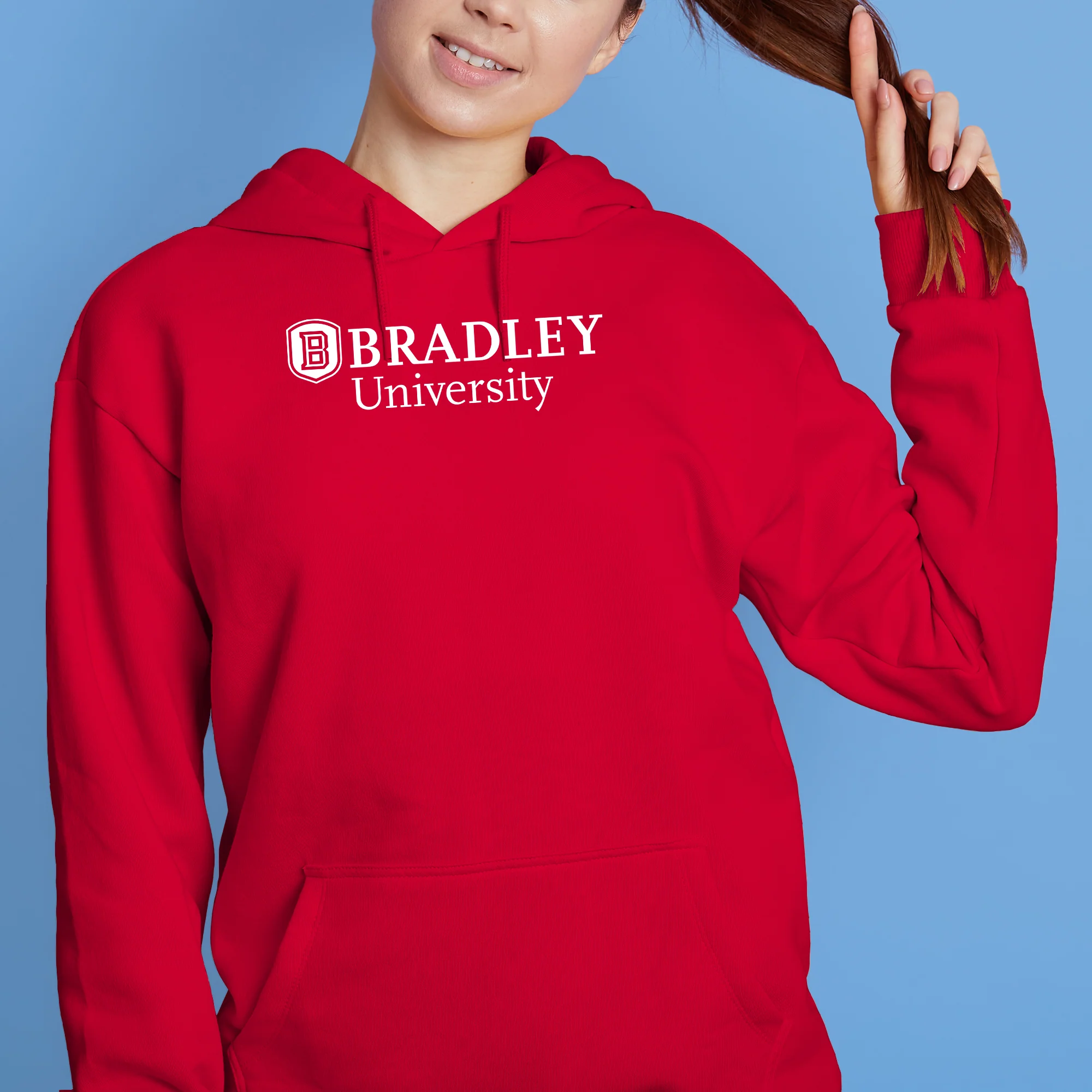 Bradley University Braves Basic Block Heavy Blend Hoodie - Red - Image 4