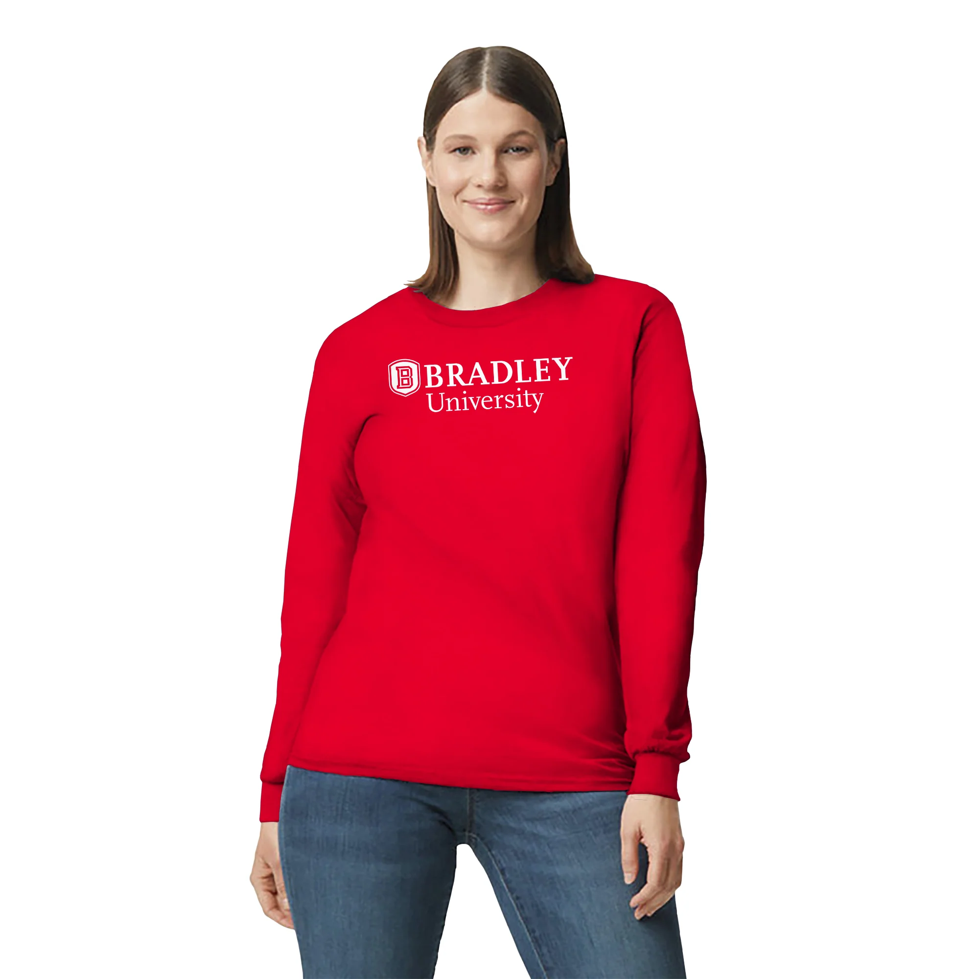 Bradley University Braves Basic Block Cotton Long Sleeve Shirt - Red - Image 4
