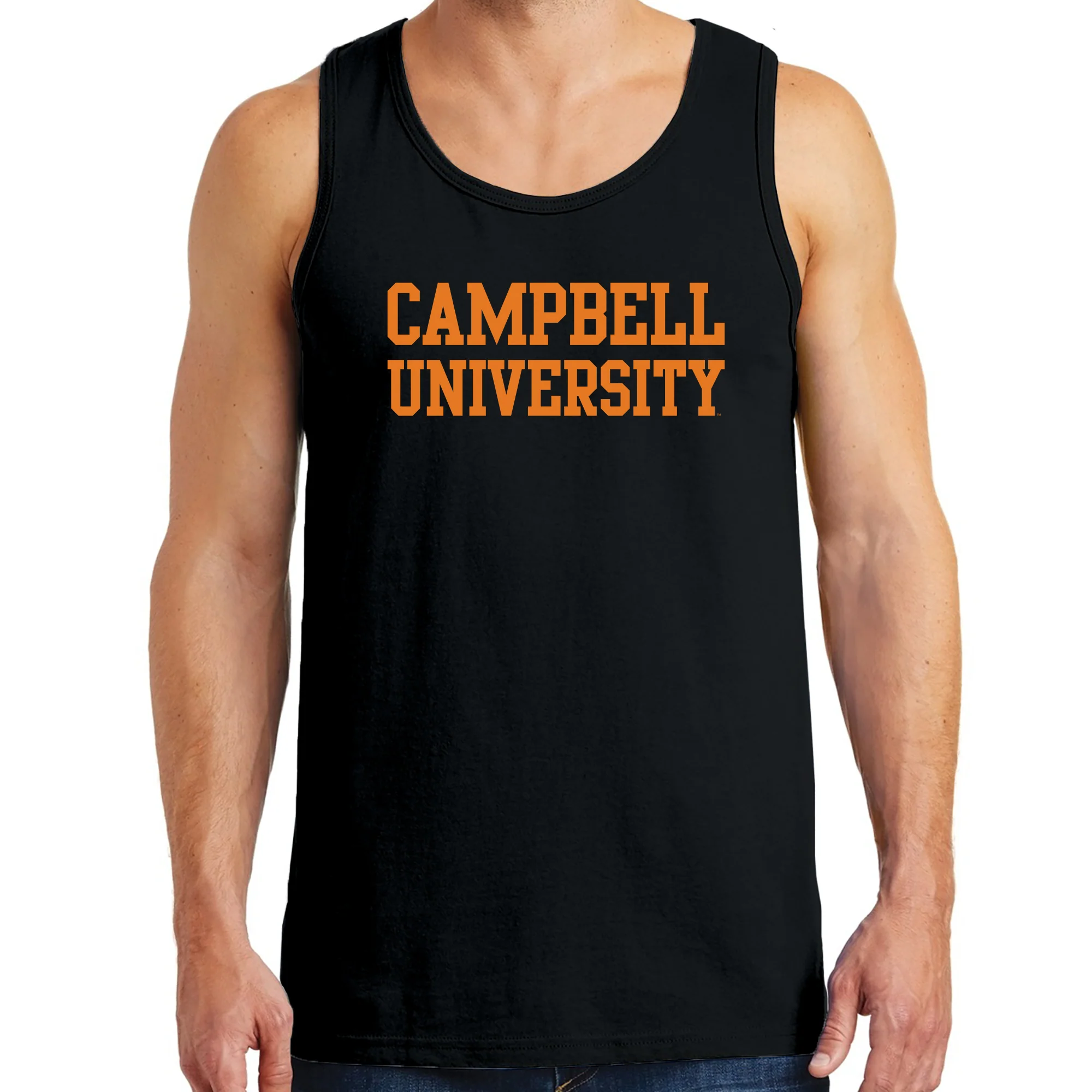 Campbell University Fighting Camels Basic Block Heavy Cotton Tank Top - Black - Image 3