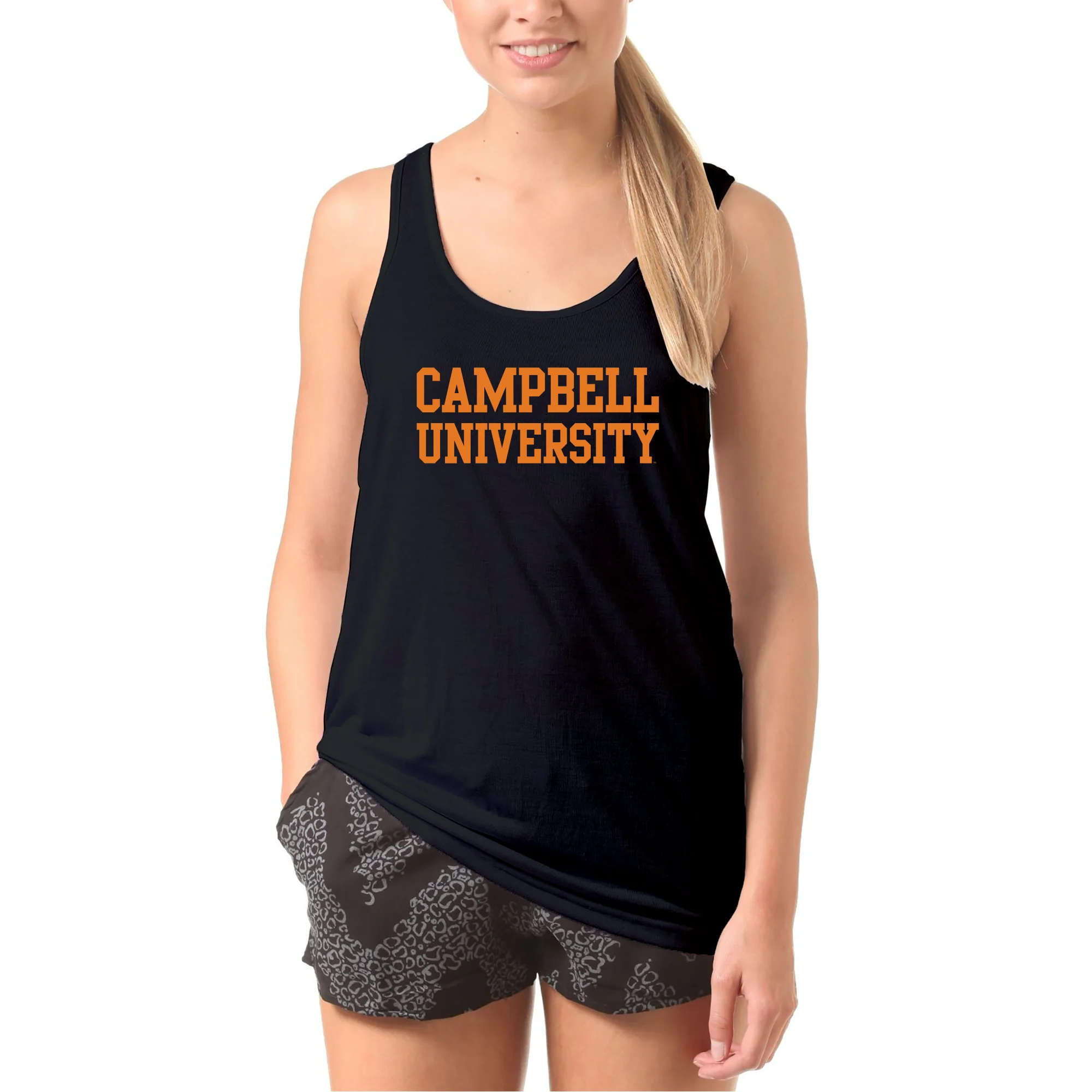 Campbell University Fighting Camels Basic Block Heavy Cotton Tank Top - Black - Image 4