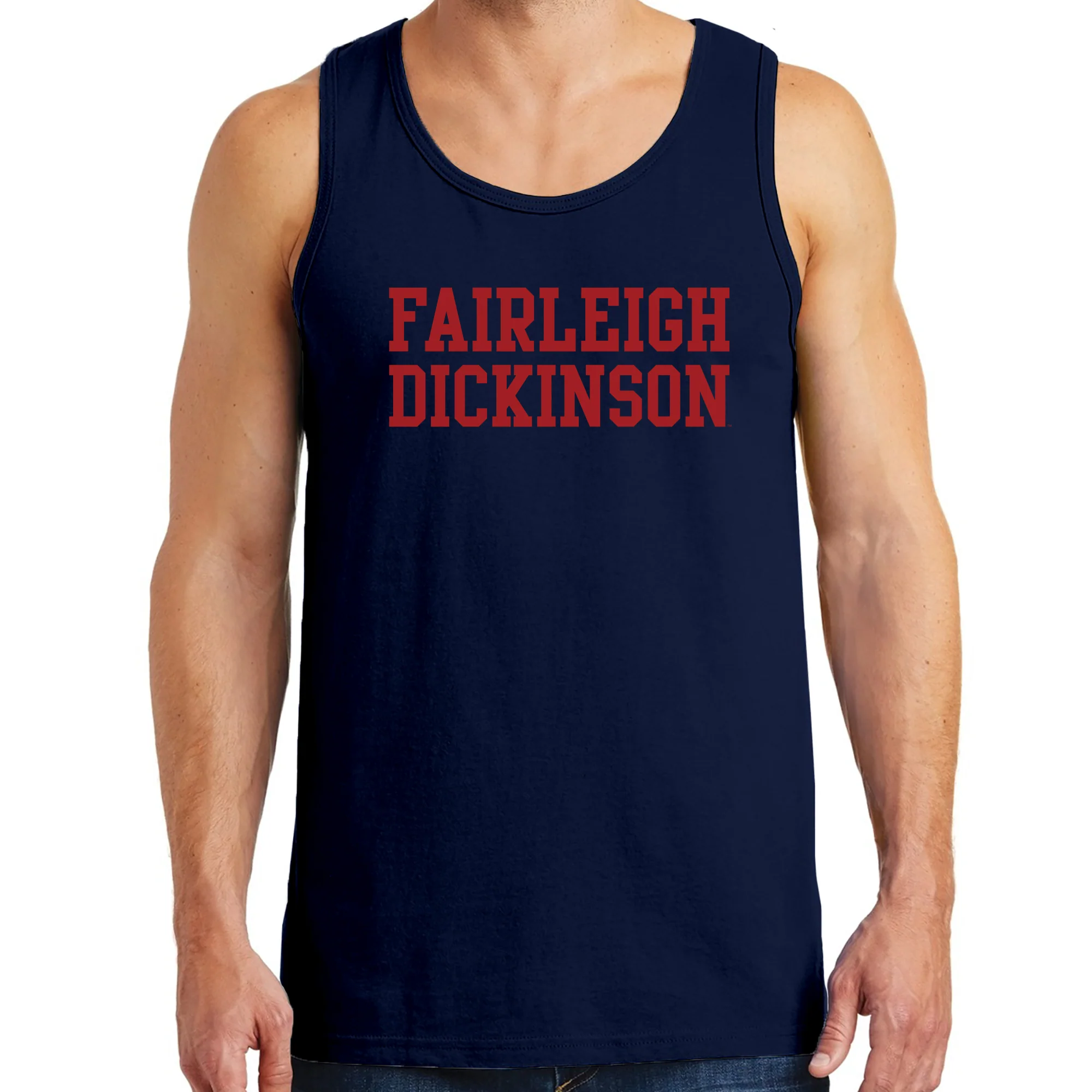 Fairleigh Dickinson University Knights/Devils Basic Block Heavy Cotton Tank Top - Navy - Image 3