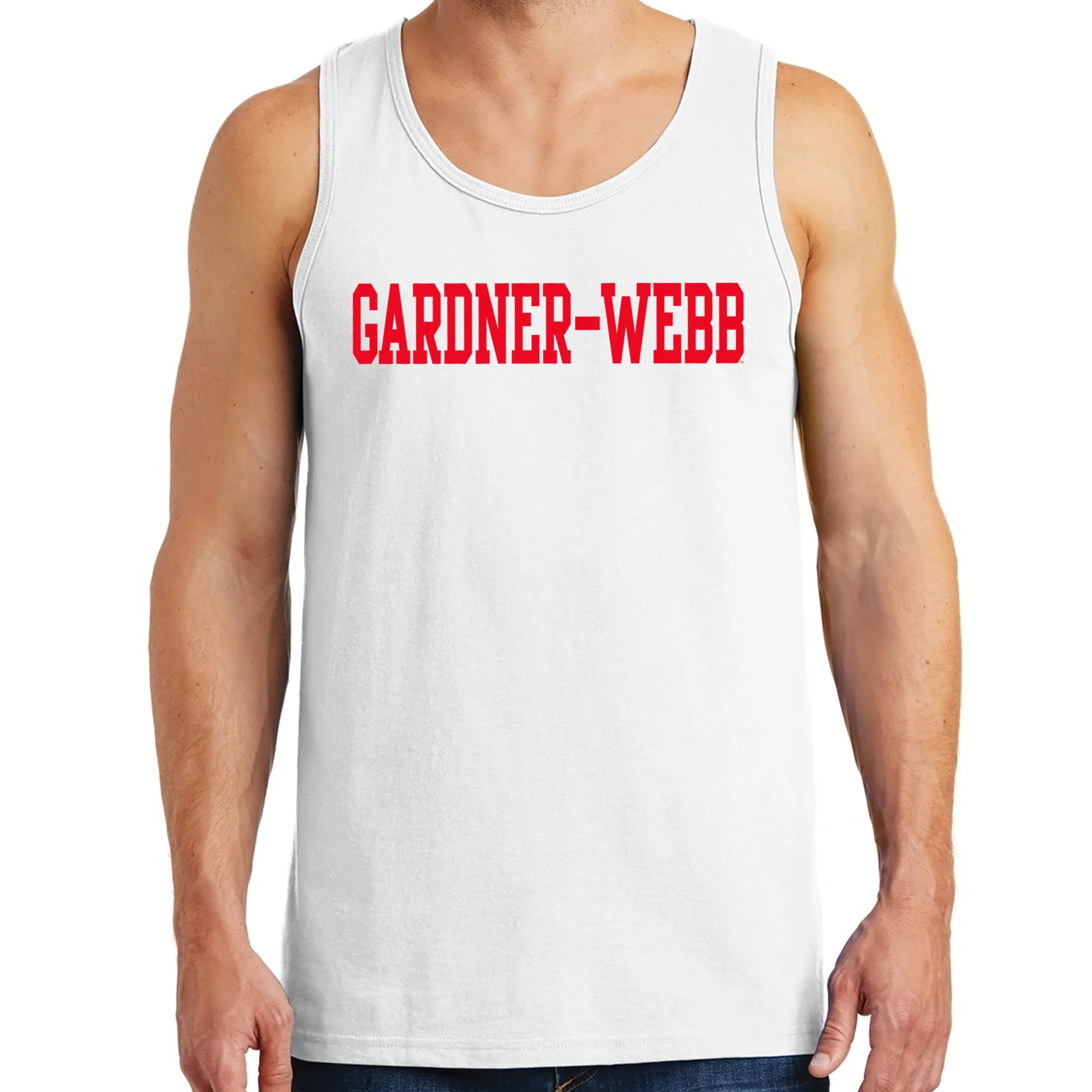 Gardner-Webb University Bulldogs Basic Block Heavy Cotton Tank Top - White - Image 3