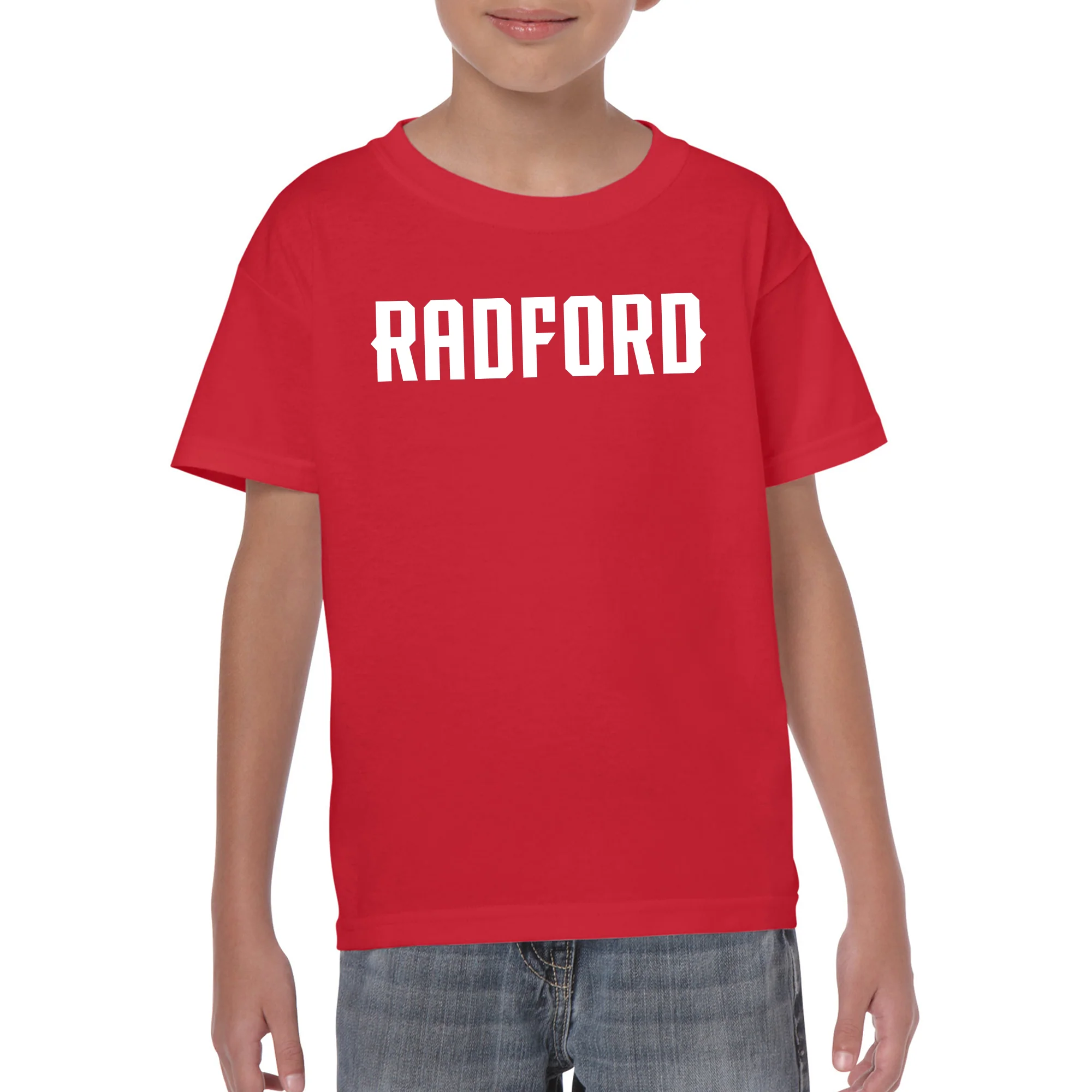 Radford University Highlanders Basic Block Cotton Short Sleeve Youth T Shirt - Red - Image 3