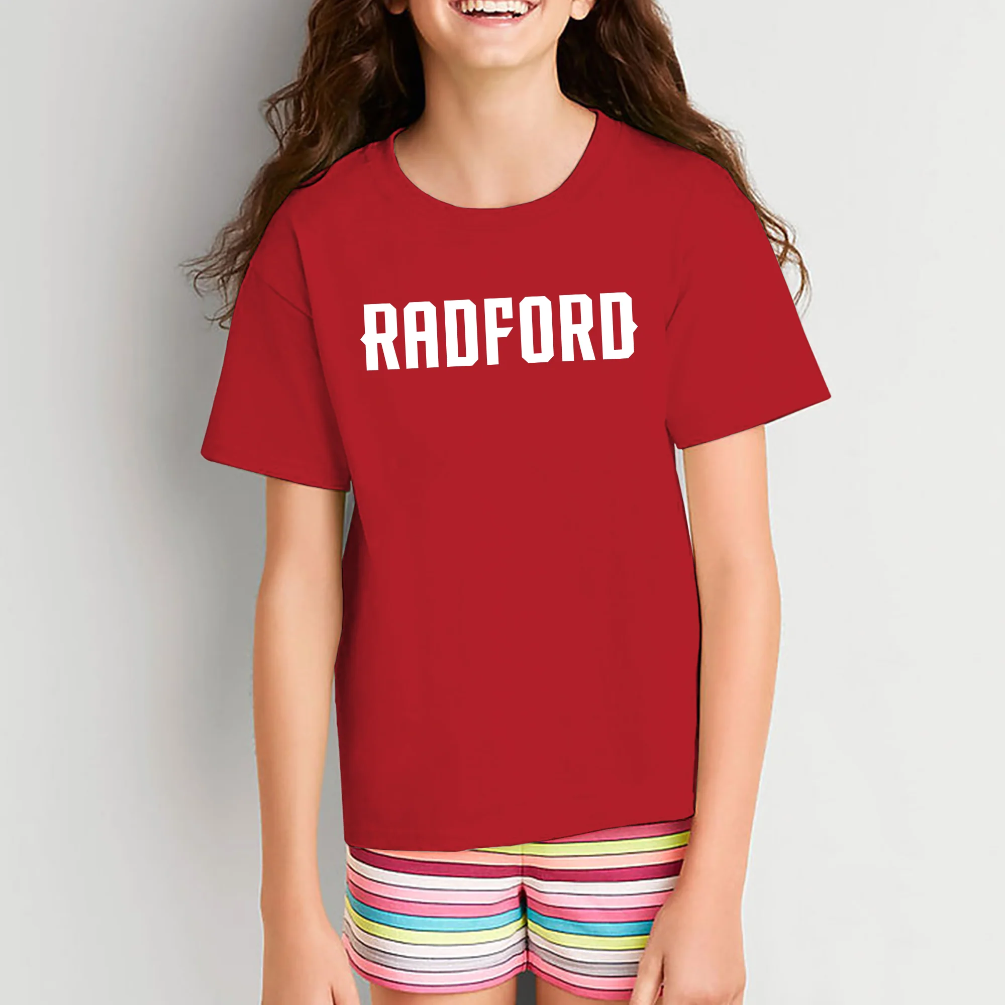 Radford University Highlanders Basic Block Cotton Short Sleeve Youth T Shirt - Red - Image 4