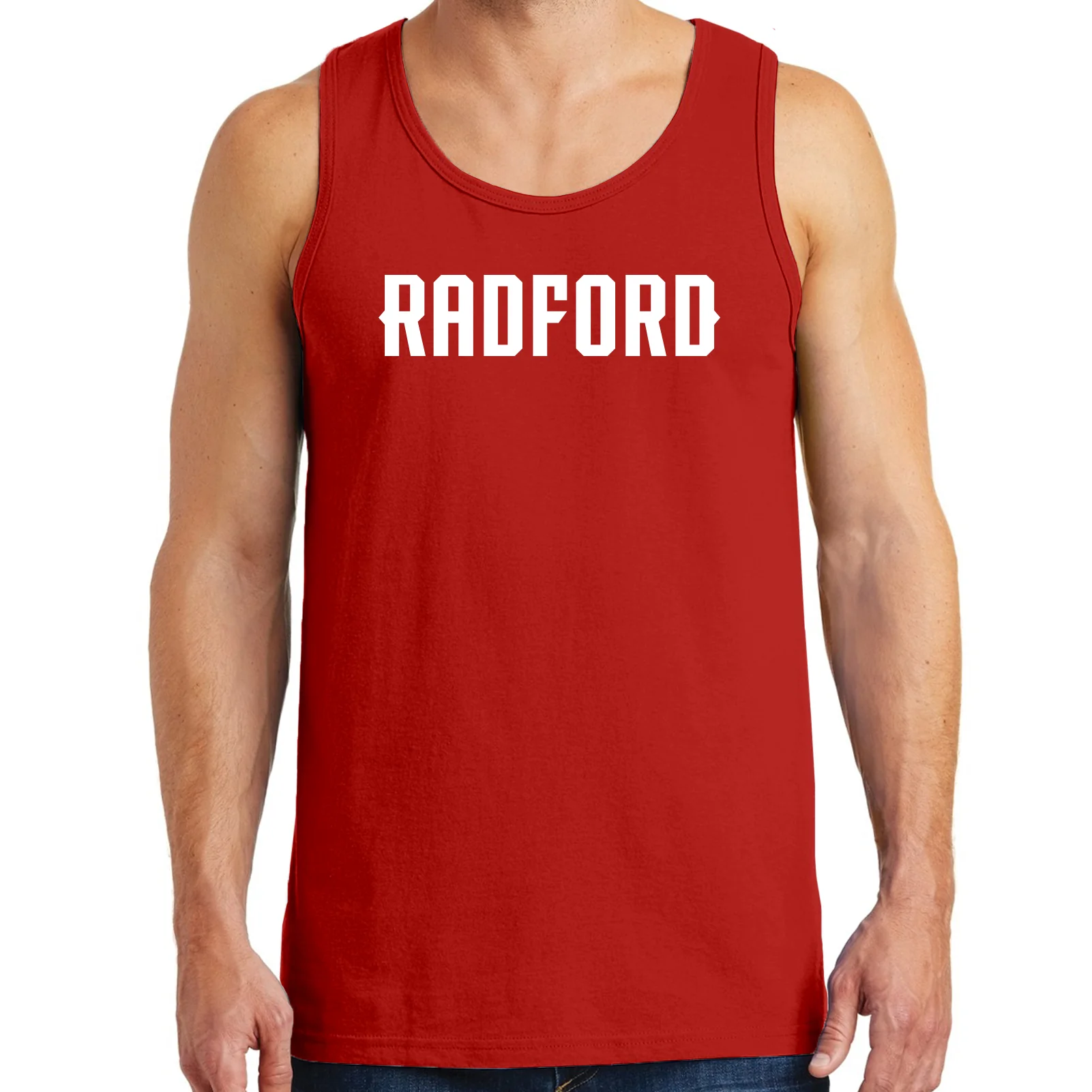 Radford University Highlanders Basic Block Heavy Cotton Tank Top - Red - Image 3