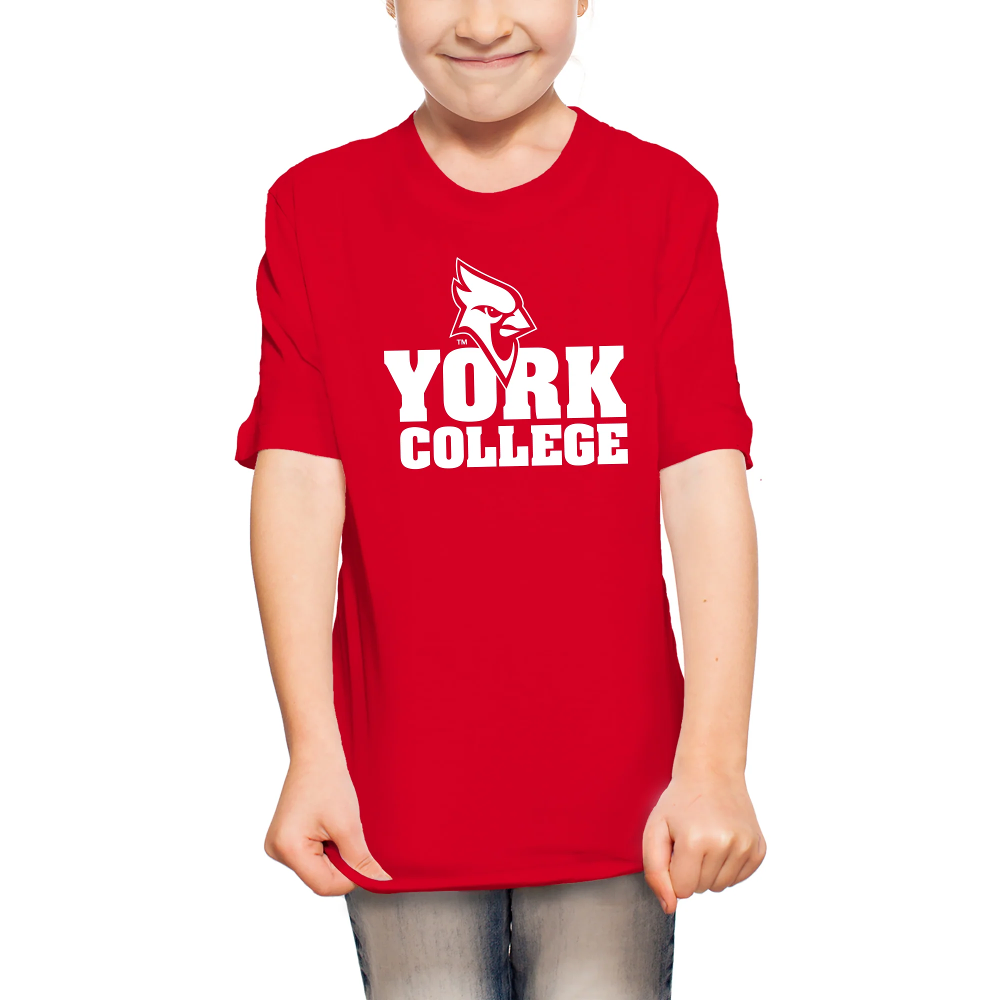 York College Cardinals Basic Block Cotton Short Sleeve Youth T Shirt - Red - Image 4