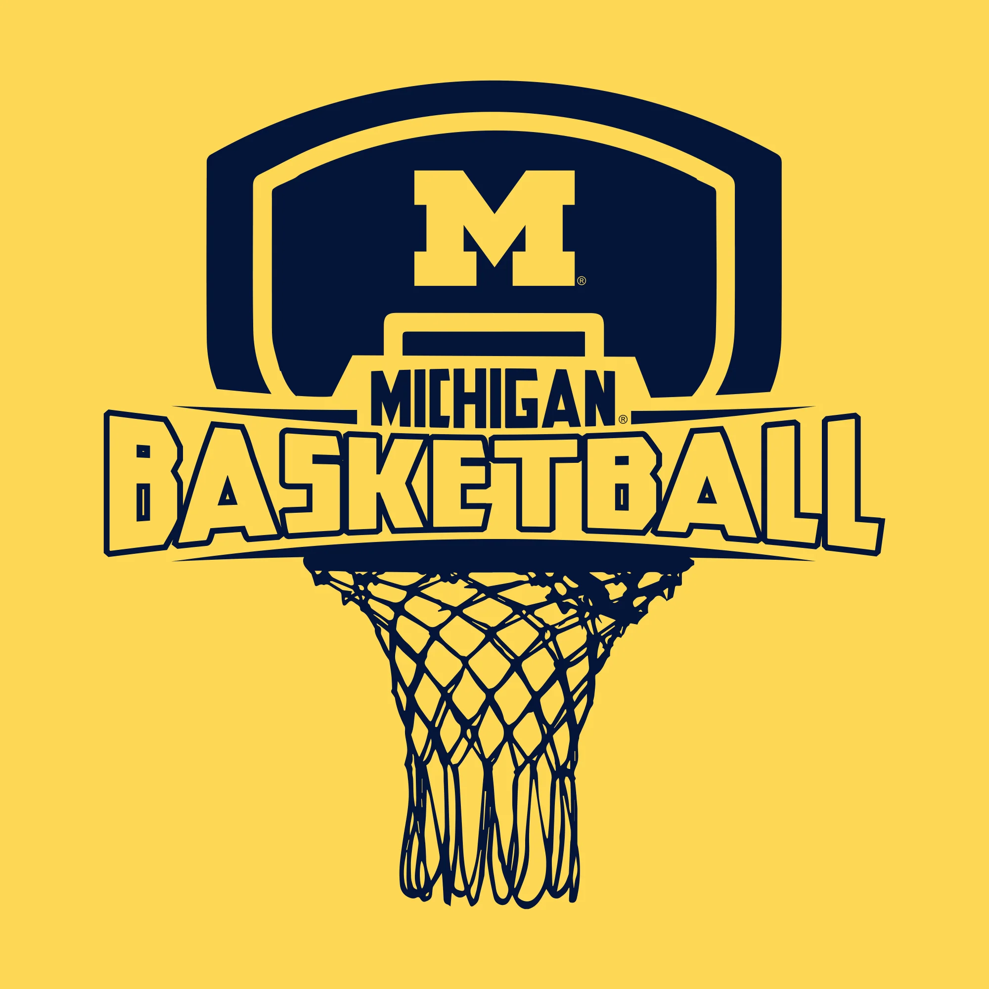 Basketball Board Michigan Basic Cotton Short Sleeve T Shirt - Maize - Image 2