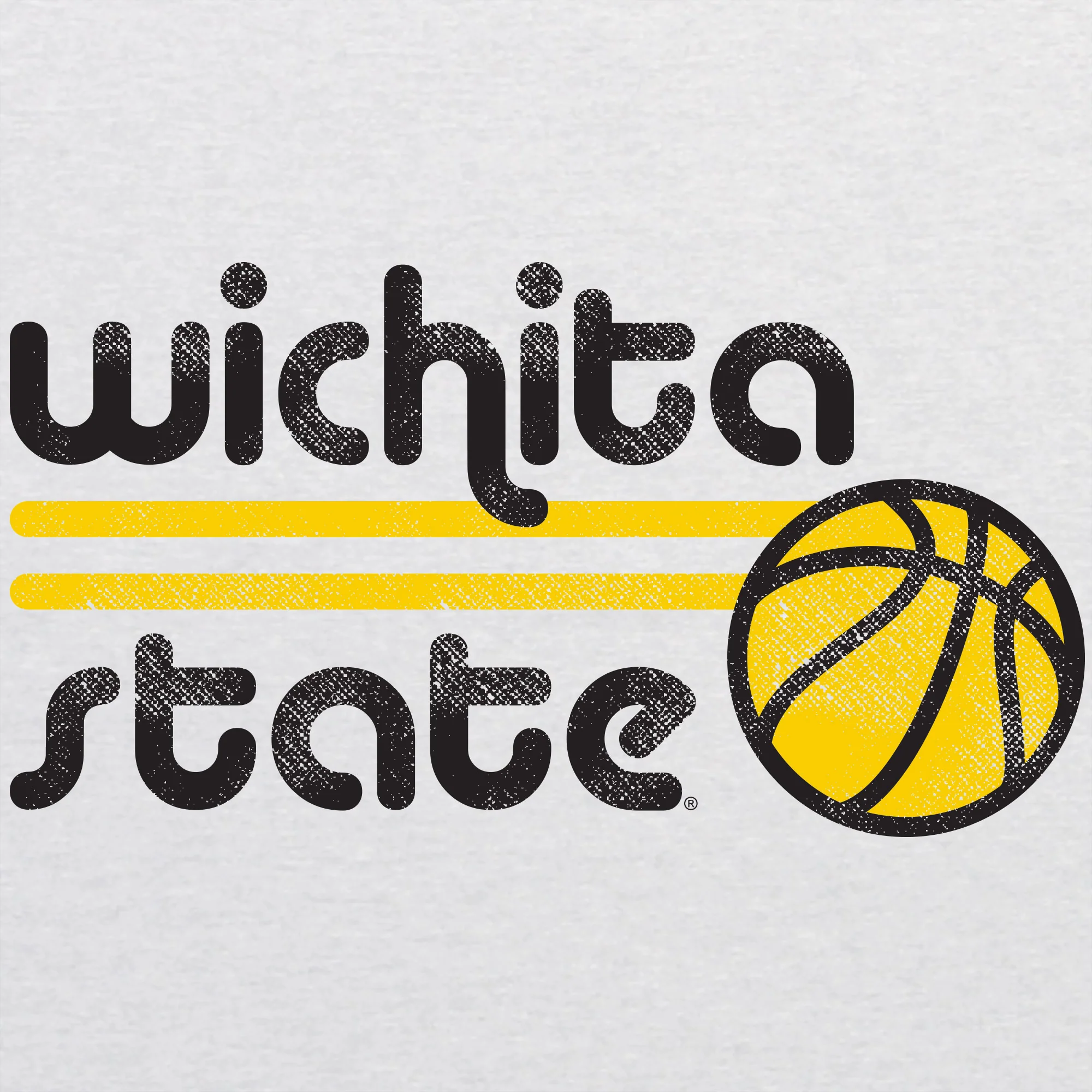 Wichita State University Shockers Basketball Bubble Raglan T Shirt - Heather White/Vintage Black - Image 2