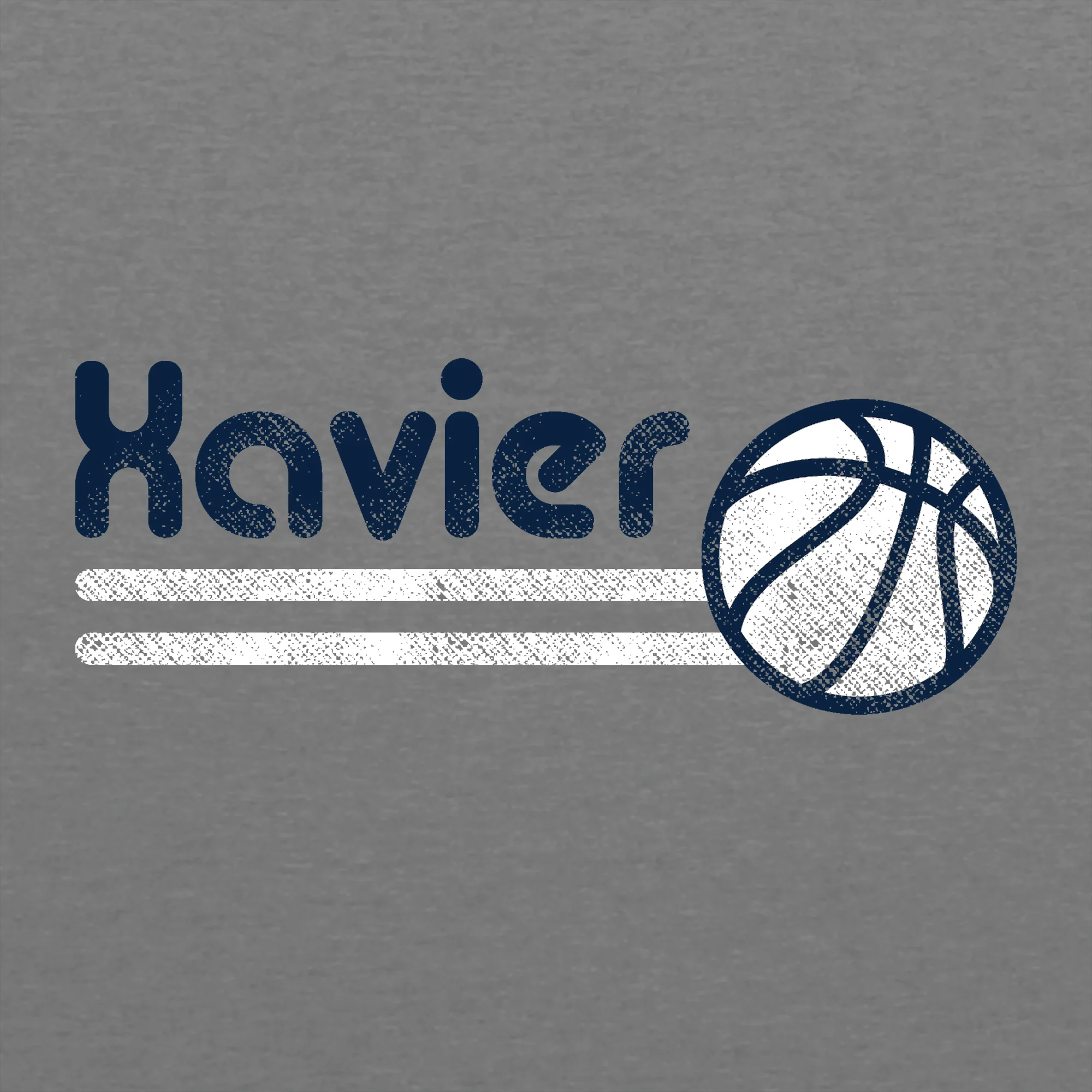 Xavier University Musketeers Basketball Bubble Raglan T Shirt - Premium Heather/Vintage Navy - Image 2