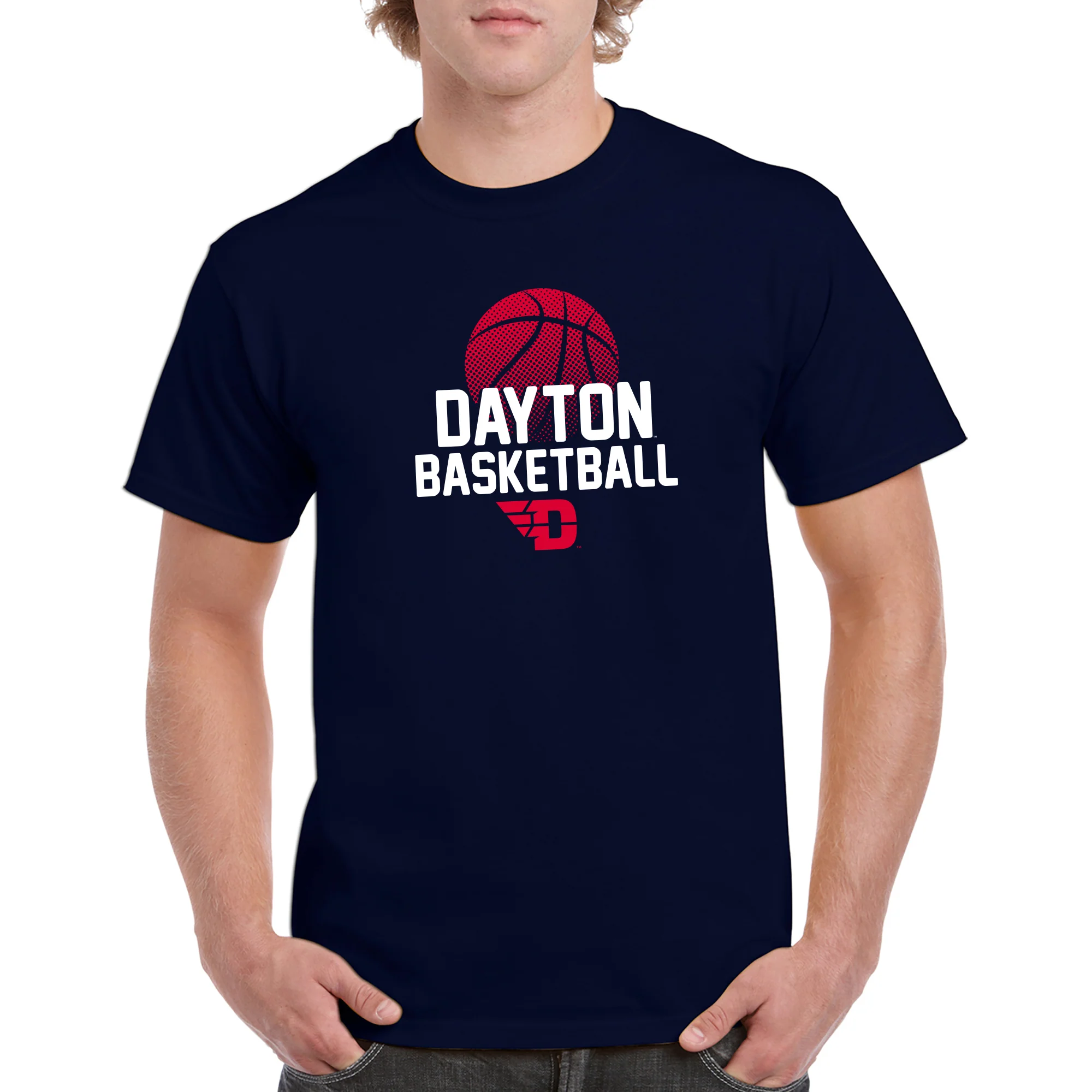 University of Dayton Flyers Basketball Flux Cotton Short Sleeve T Shirt - Navy - Image 3