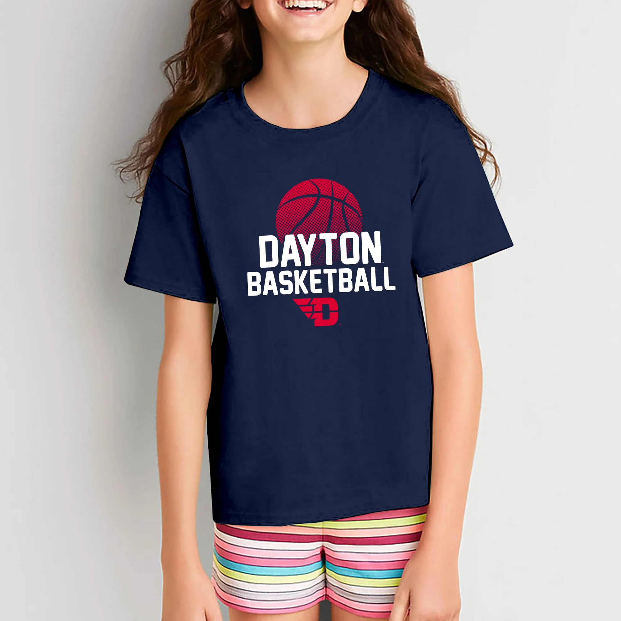 University of Dayton Flyers Basketball Flux Cotton Youth Short Sleeve T Shirt - Navy - Image 4