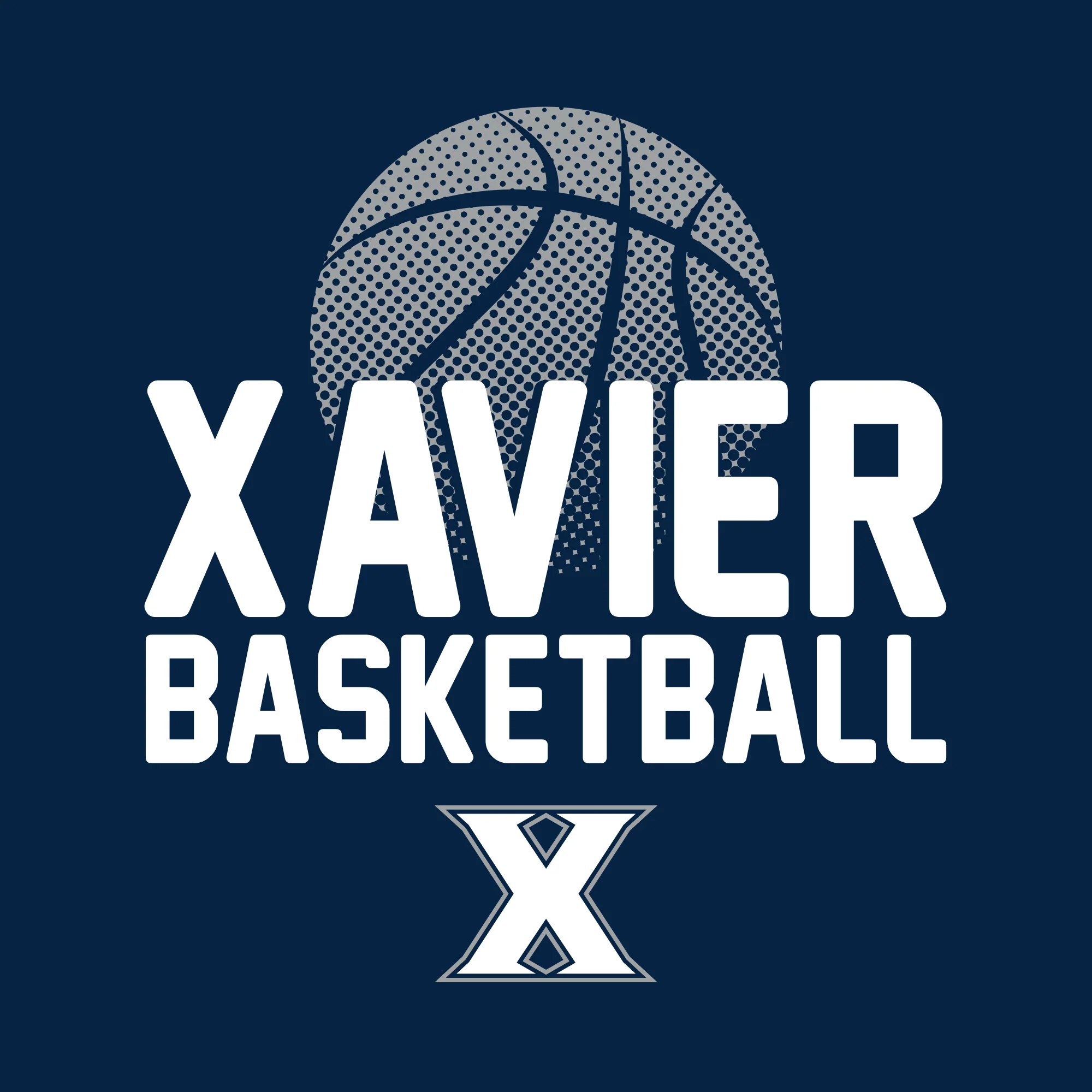 Xavier University Musketeers Basketball Flux Basic Cotton Youth Short Sleeve T Shirt - Navy - Image 2