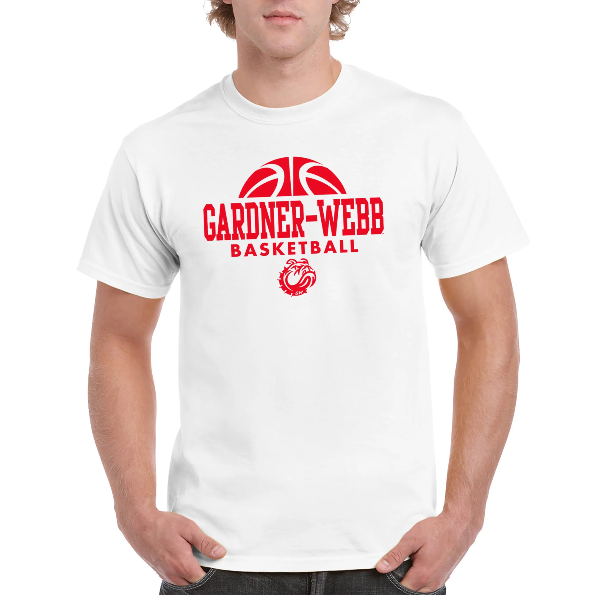 Gardner-Webb University Bulldogs Basketball Hype Basic Cotton Short Sleeve T Shirt - White - Image 3
