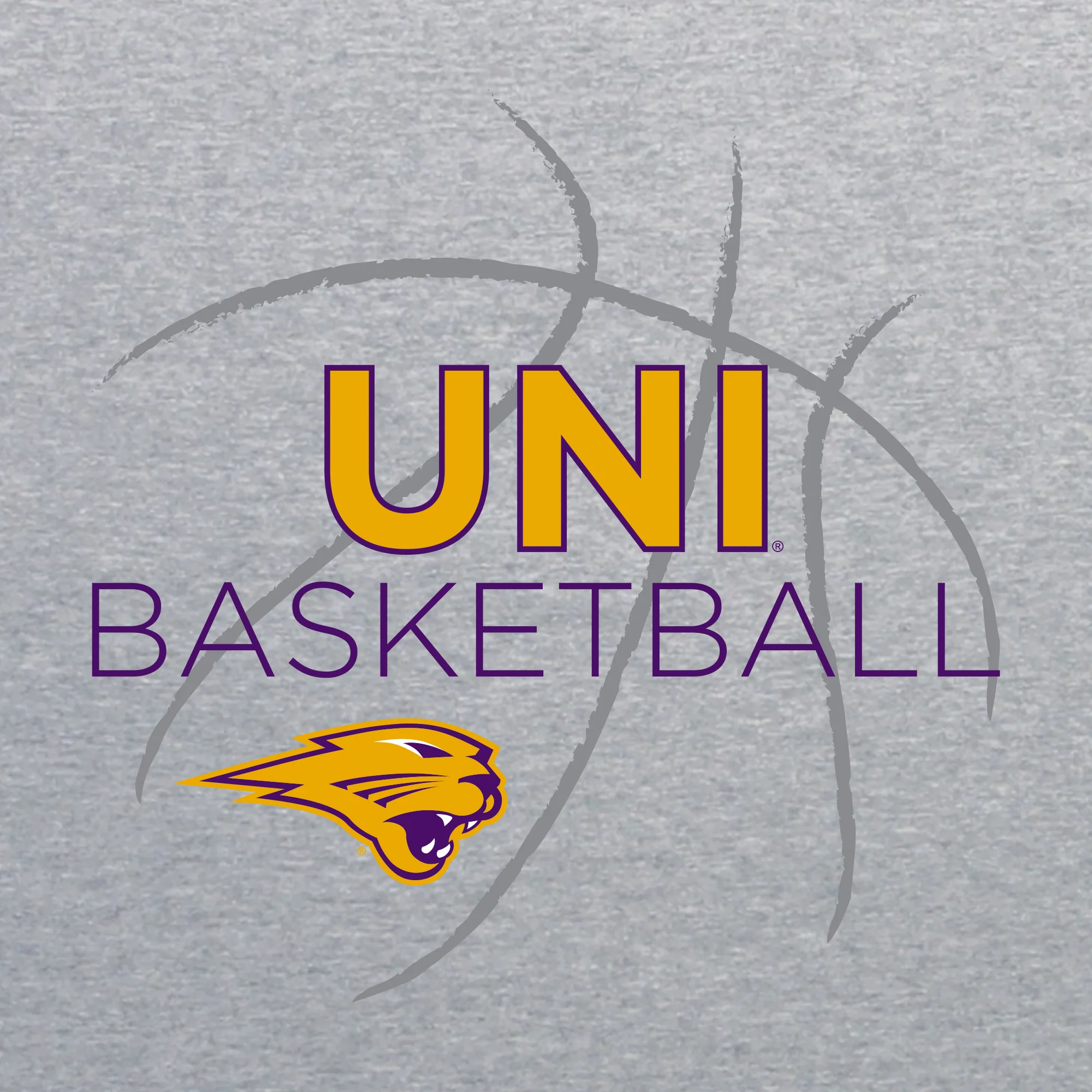 University of Northern Iowa Panthers Basketball Sketch Basic Cotton Short Sleeve T Shirt - Sport Grey - Image 2