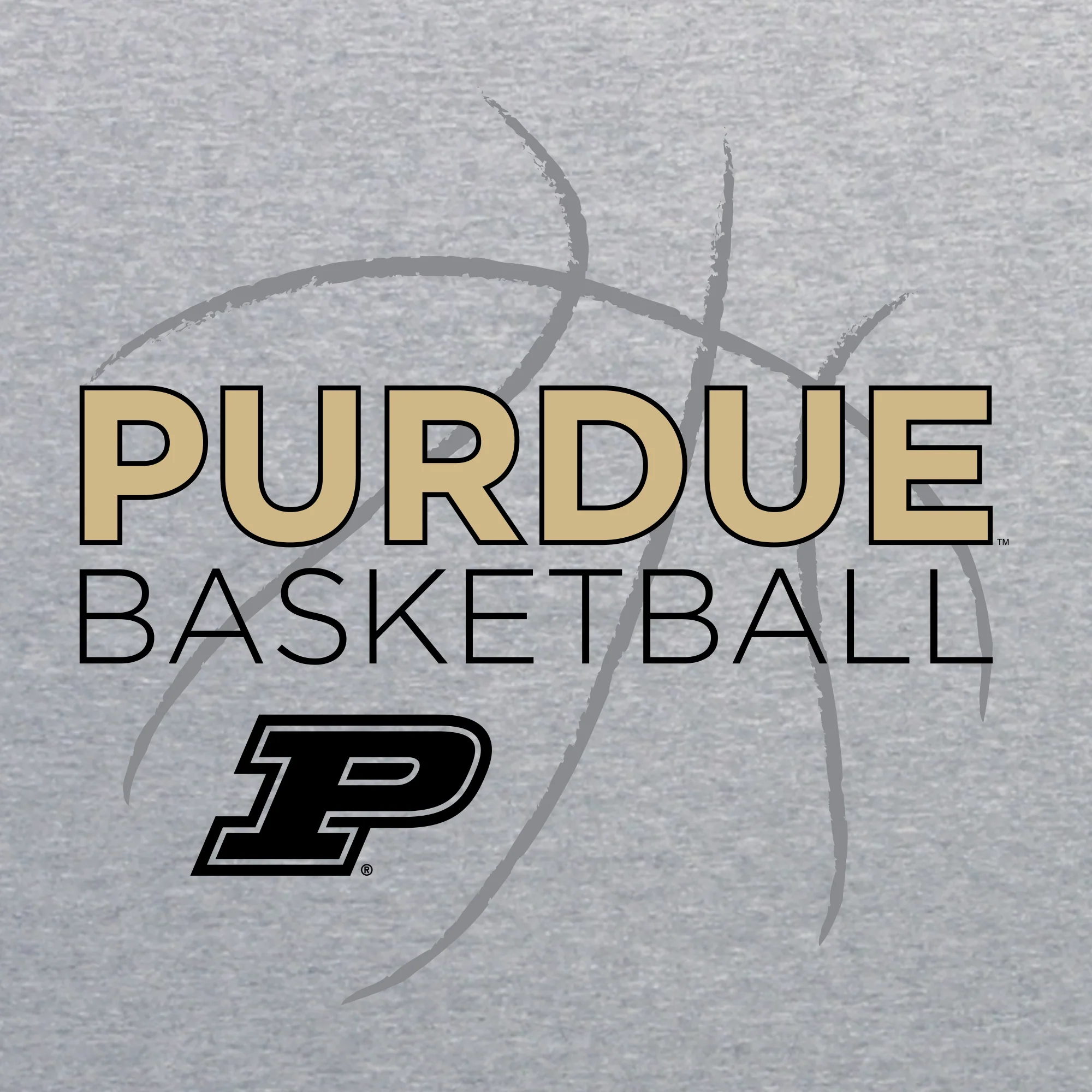Purdue University Boilermakers Basketball Sketch Basic Cotton Short Sleeve T Shirt - Sport Grey - Image 2