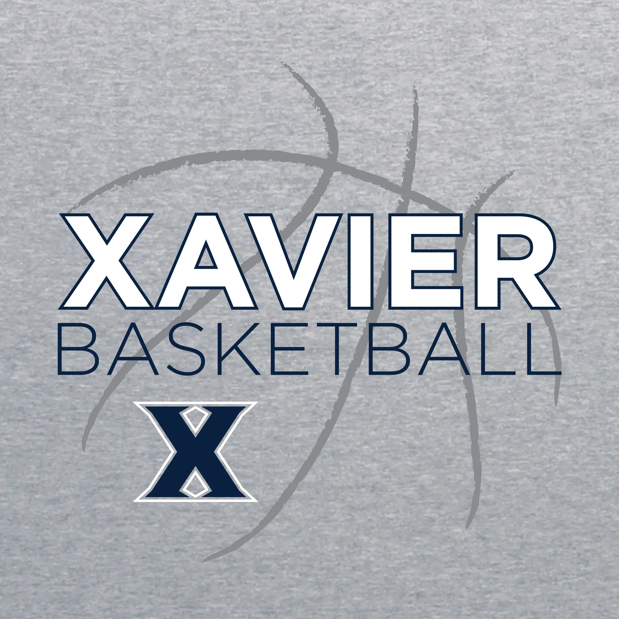 Xavier University Musketeers Basketball Sketch Basic Cotton Short Sleeve T Shirt - Sport Grey - Image 2