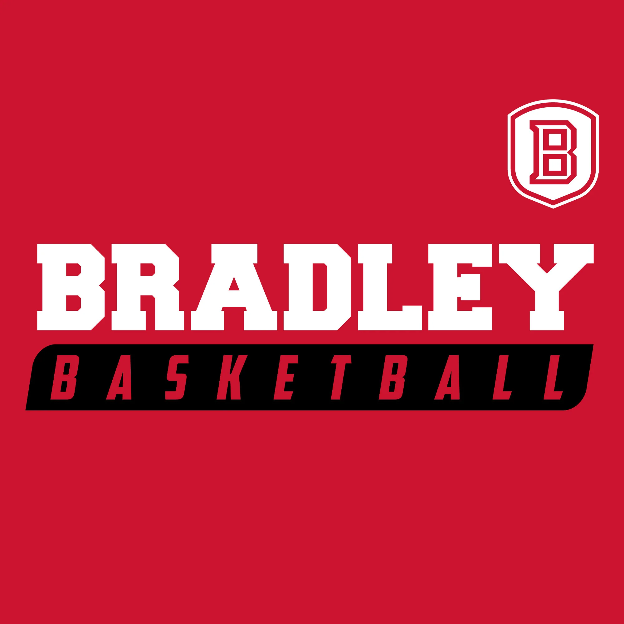 Bradley University Braves Basketball Slant Basic Cotton Short Sleeve T Shirt - Red - Image 2
