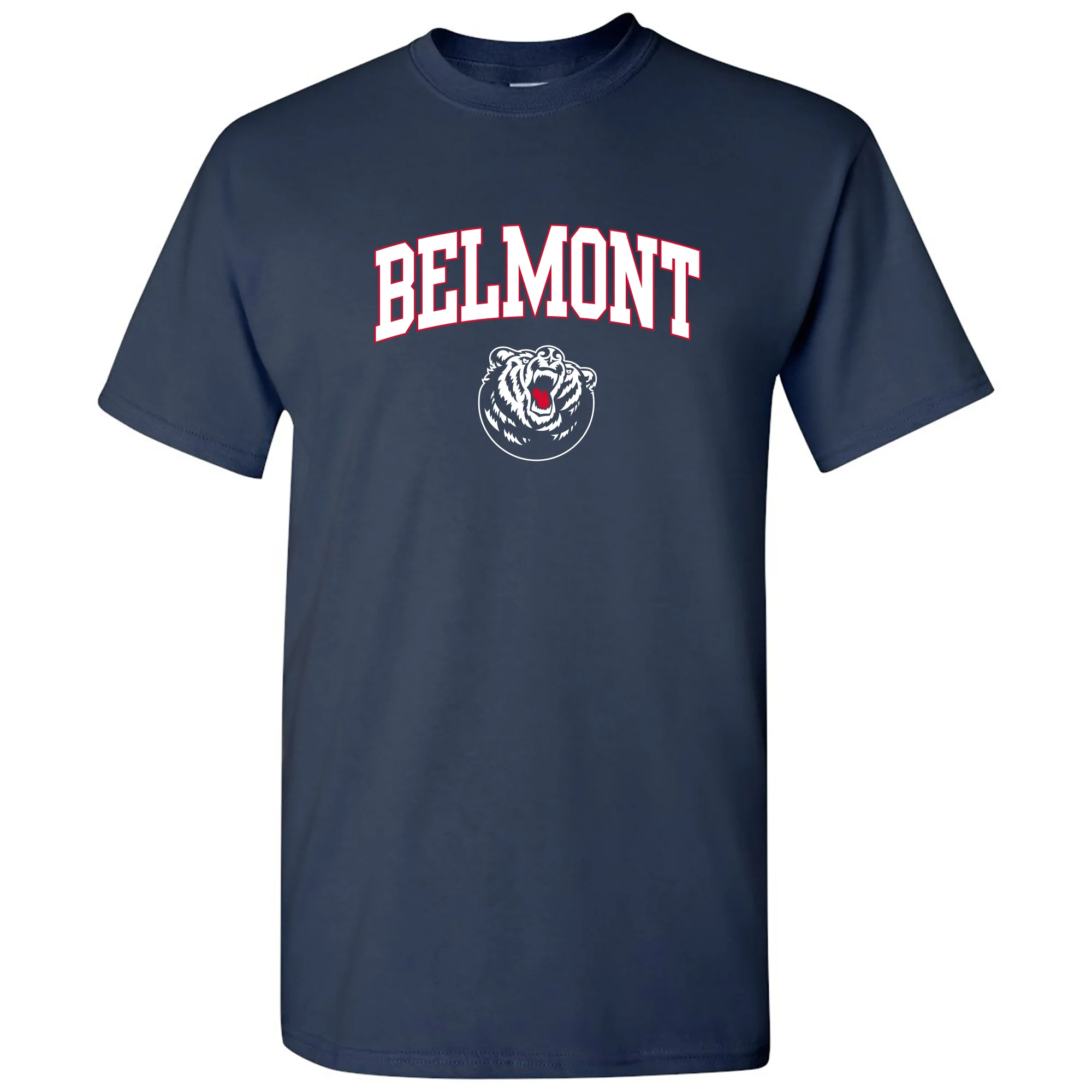 Belmont University Bruins Arch Logo Basic Cotton Short Sleeve T Shirt - Navy