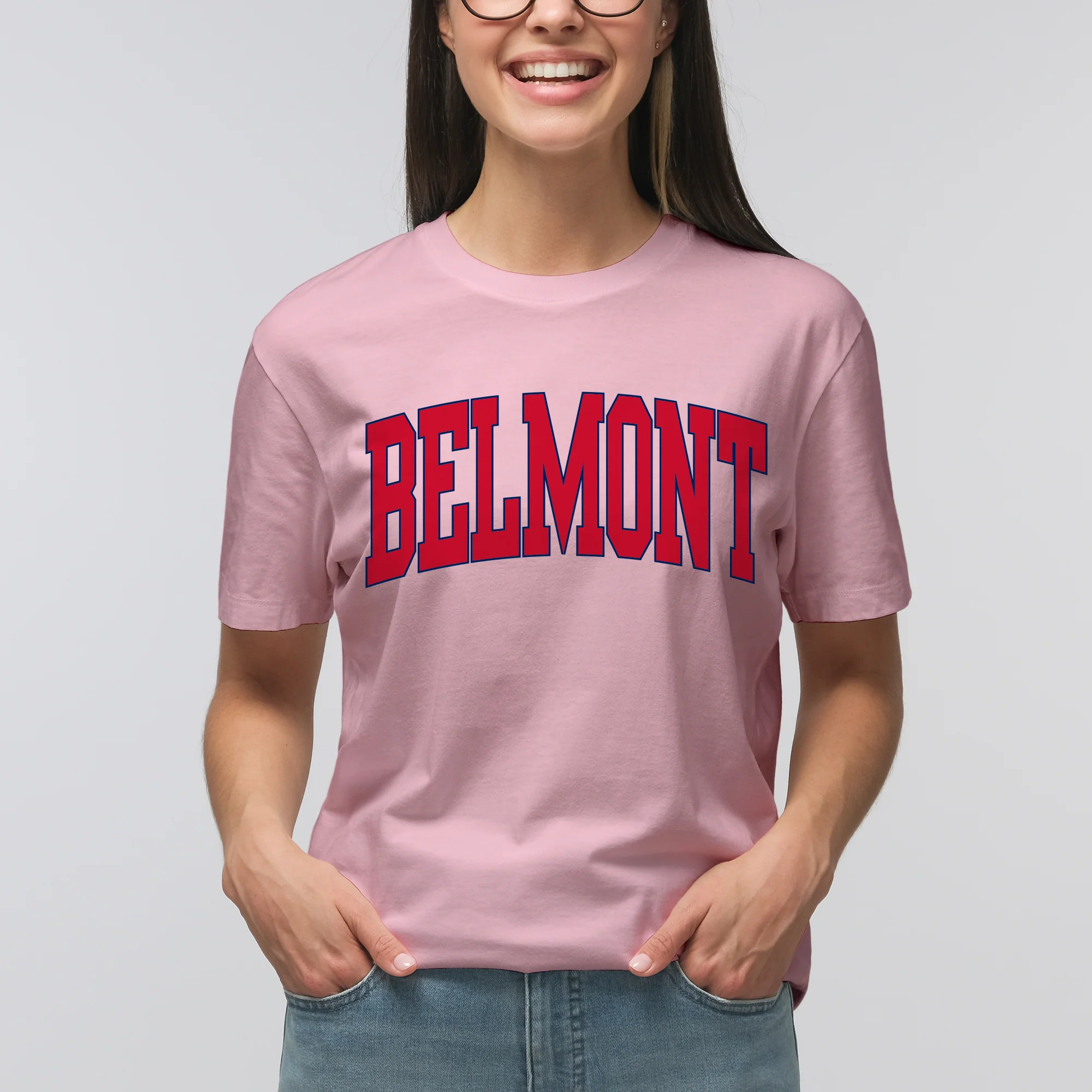 Belmont Bruins Mega Arch T-Shirt - Light Pink - Image 4