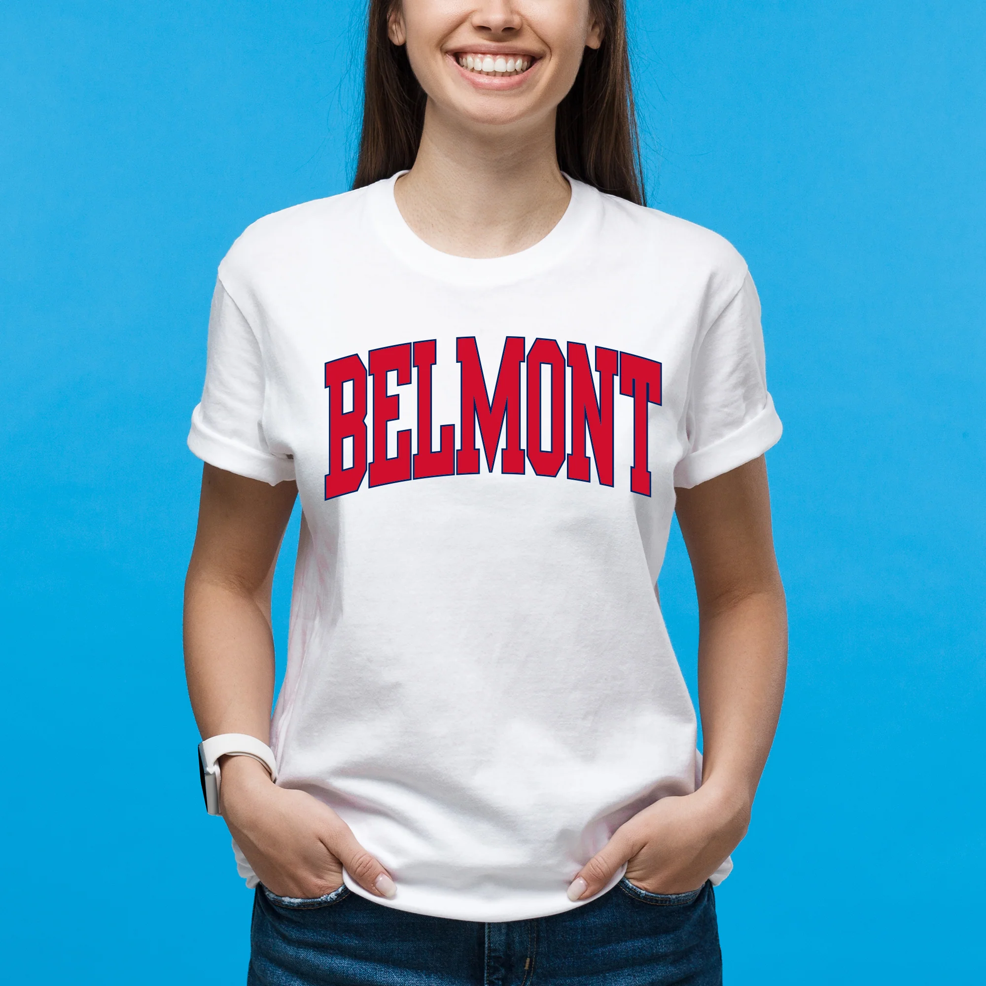Belmont Bruins Mega Arch T-Shirt - White - Image 4