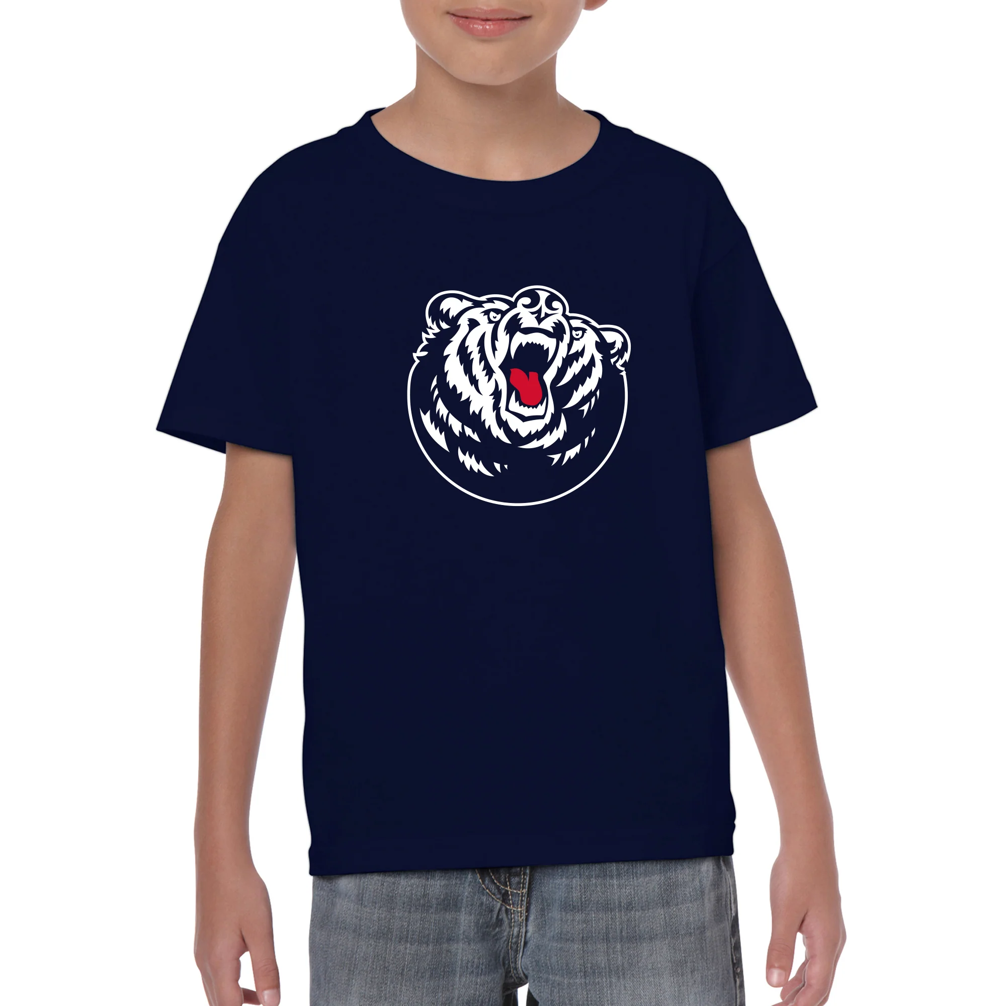 Belmont University Bruins Primary Logo Youth Basic Cotton Short Sleeve T Shirt - Navy - Image 3