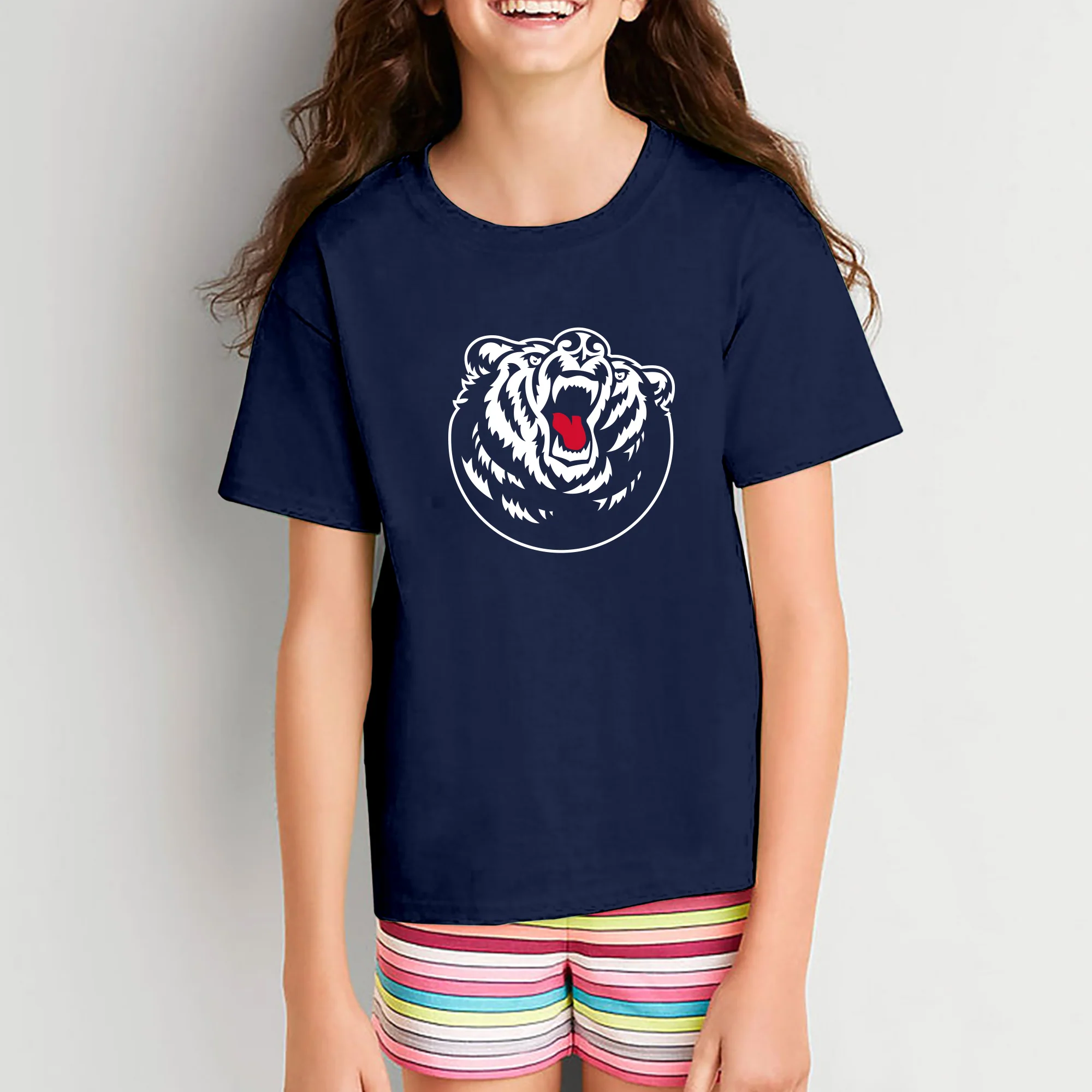 Belmont University Bruins Primary Logo Youth Basic Cotton Short Sleeve T Shirt - Navy - Image 4