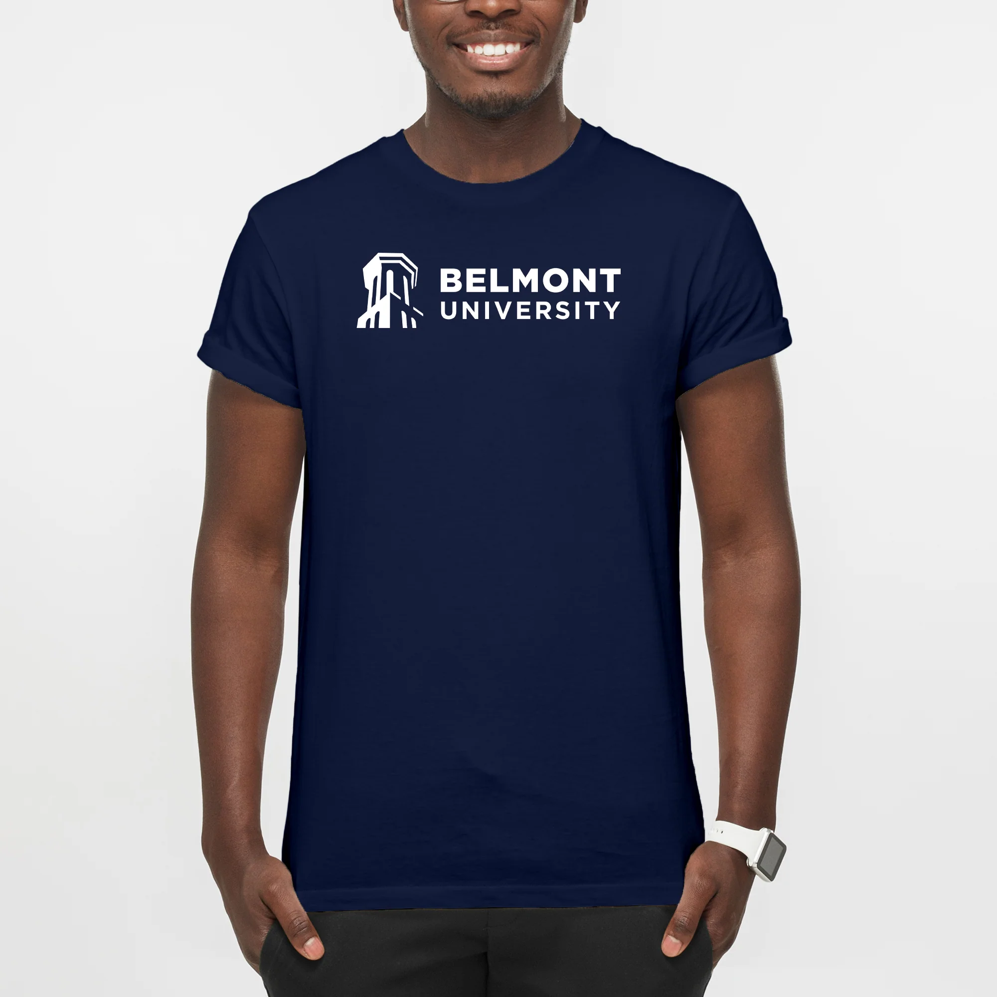 Belmont University Bruins Institutional Logo Cotton Short Sleeve T Shirt - Navy - Image 3