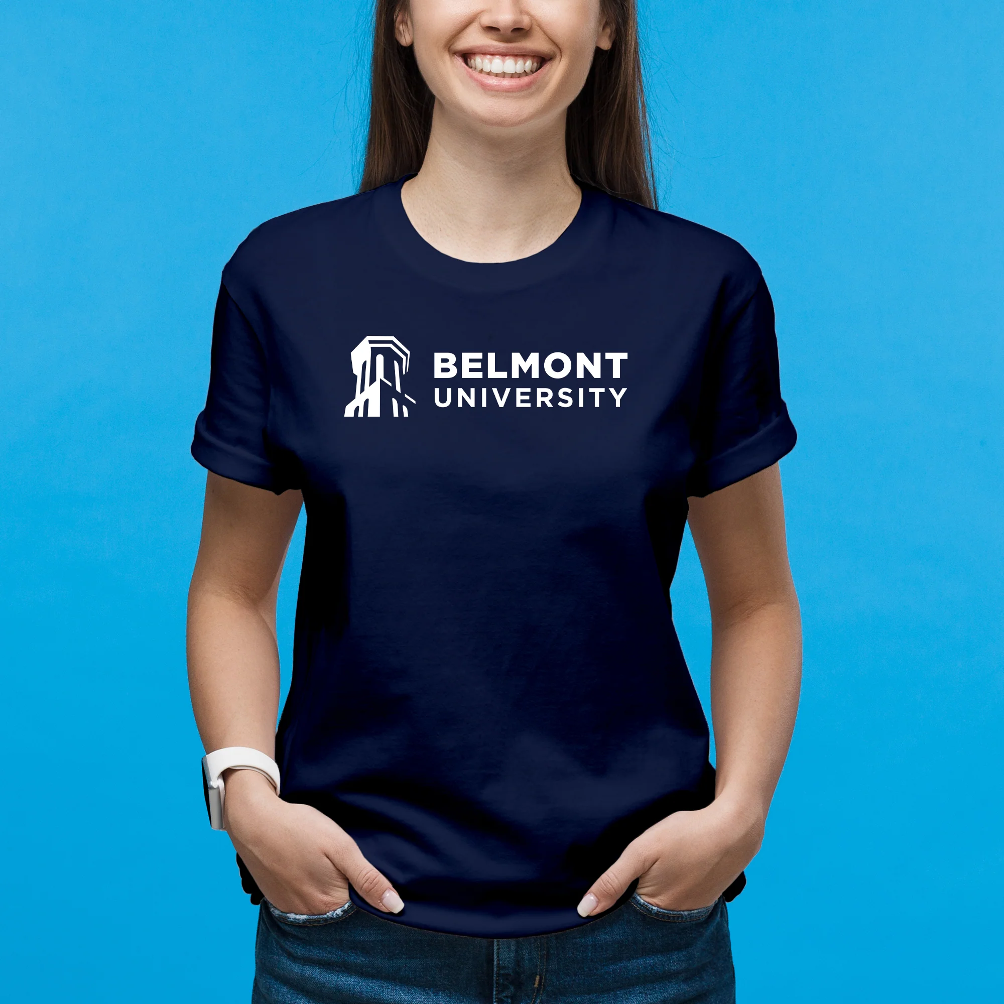 Belmont University Bruins Institutional Logo Cotton Short Sleeve T Shirt - Navy - Image 4