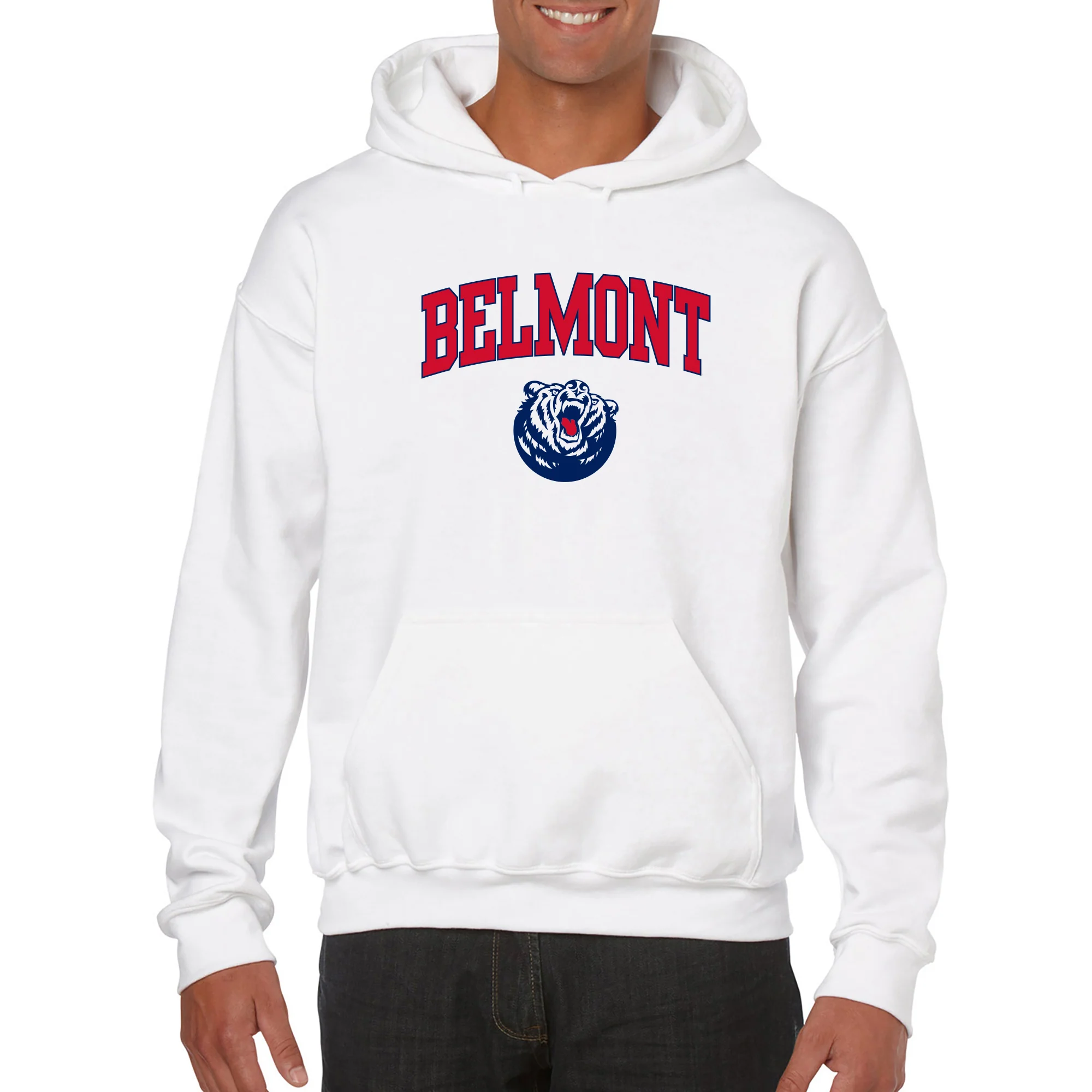 Belmont University Burins Arch Logo Heavy Blend Hoodie - White - Image 3