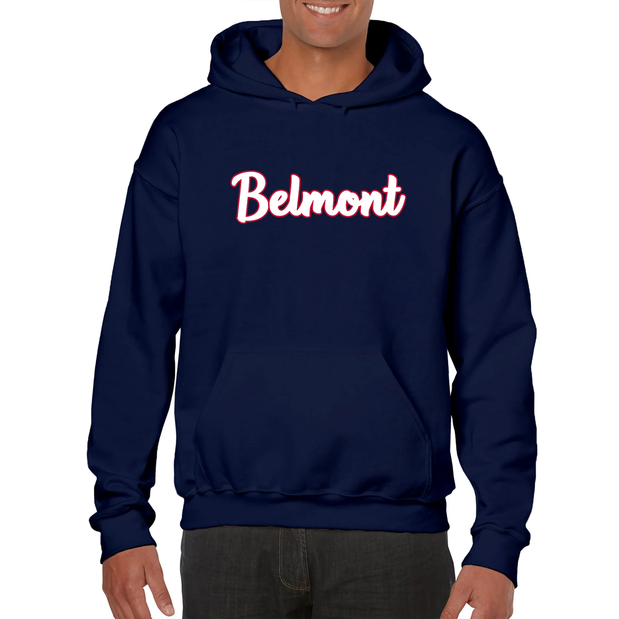 Belmont University Burins Basic Script Heavy Blend Hoodie - Navy - Image 3