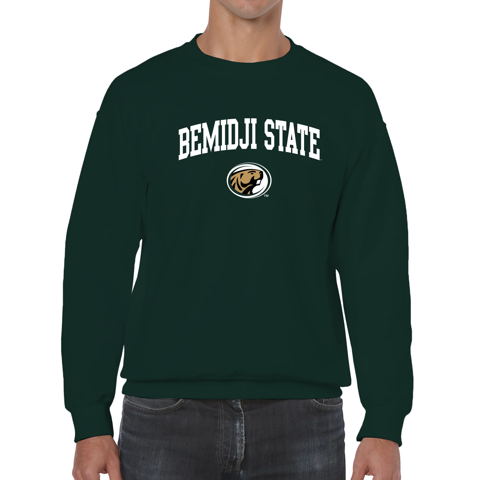 Bemidji State Beavers Arch Logo Crewneck Sweatshirt - Forest - Image 3
