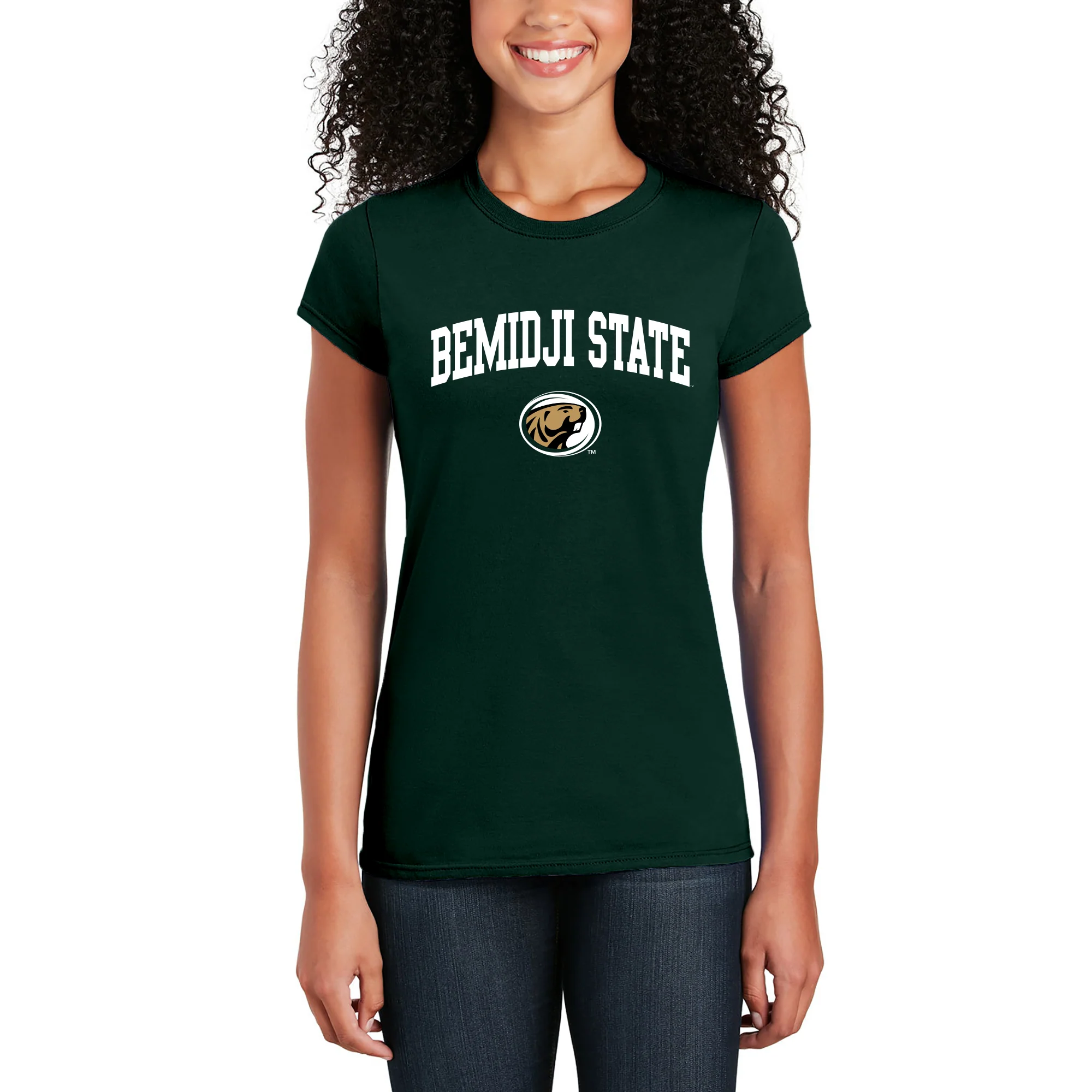 Bemidji State Beavers Arch Logo Women's T Shirt - Forest - Image 5