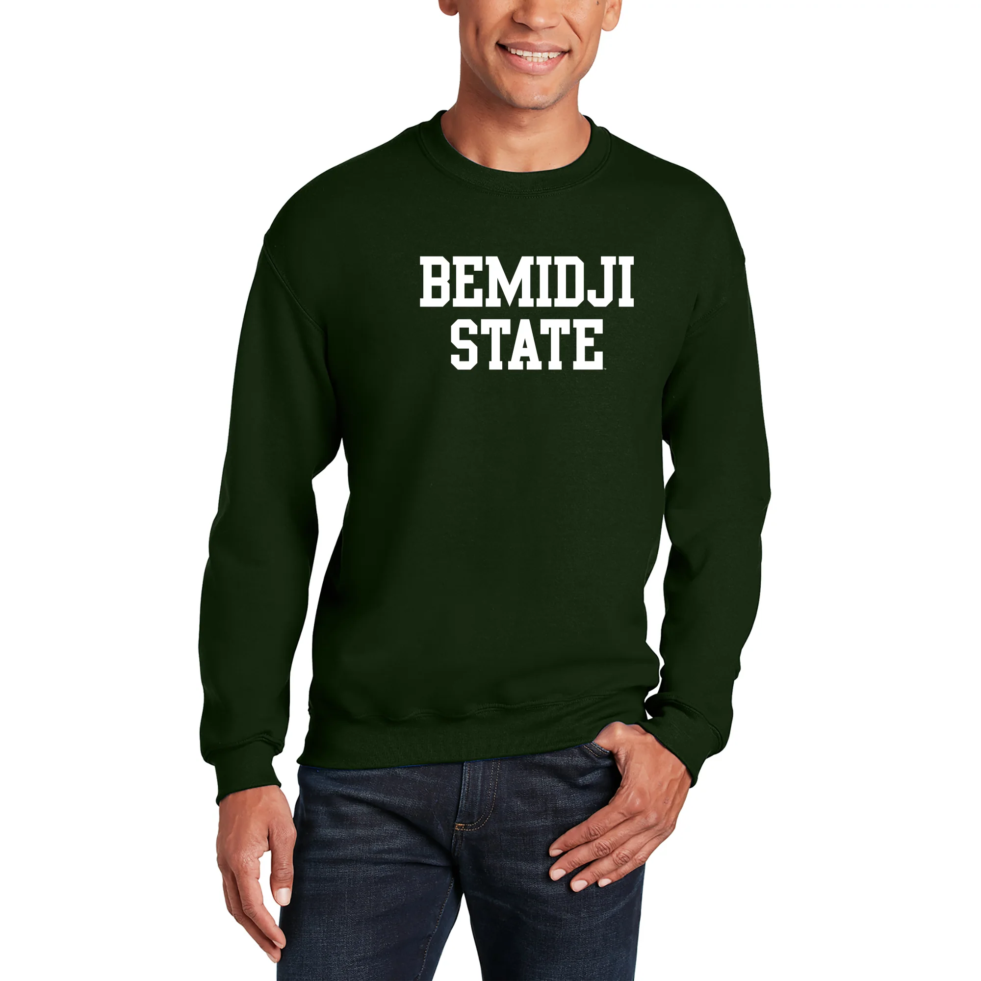 Bemidji State Beavers Basic Block Crewneck Sweatshirt - Forest - Image 3