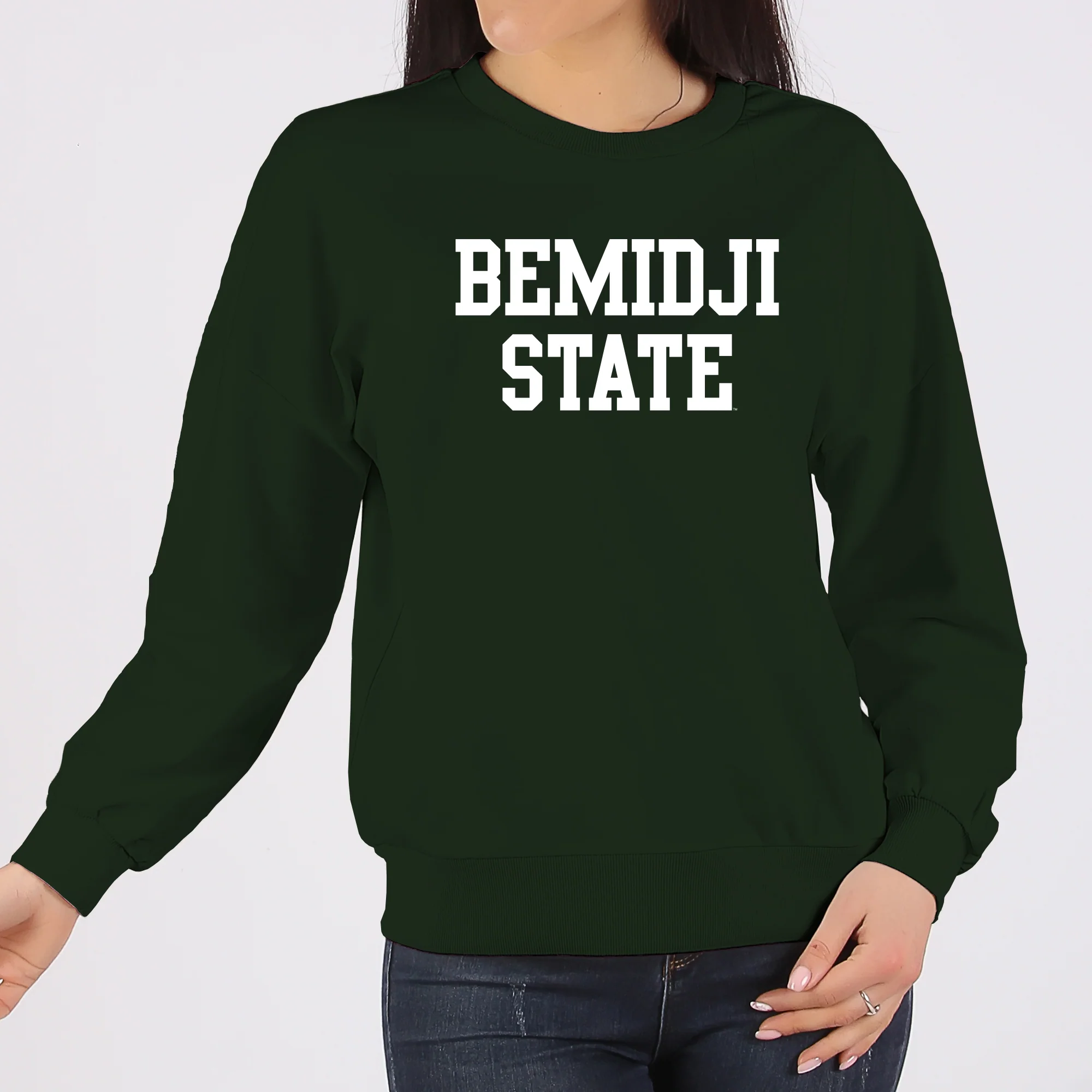 Bemidji State Beavers Basic Block Crewneck Sweatshirt - Forest - Image 4
