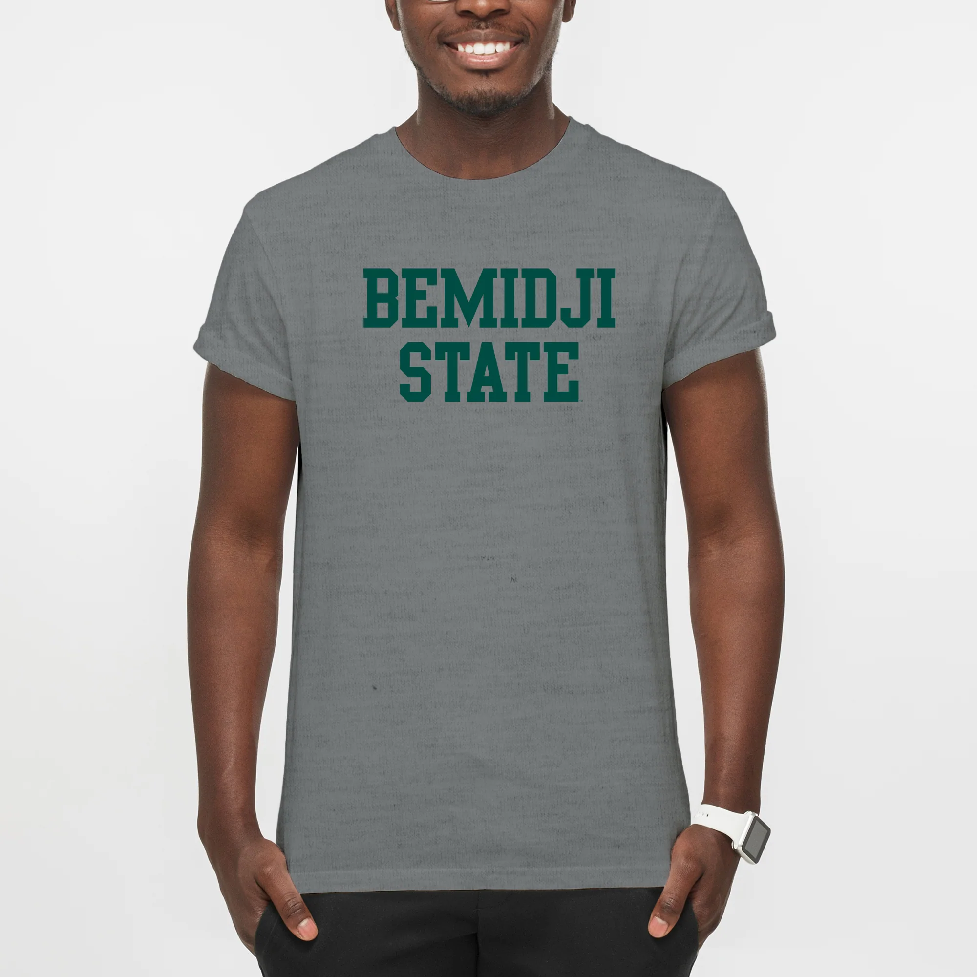 Bemidji State Beavers Basic Block T Shirt - Graphite Heather - Image 4