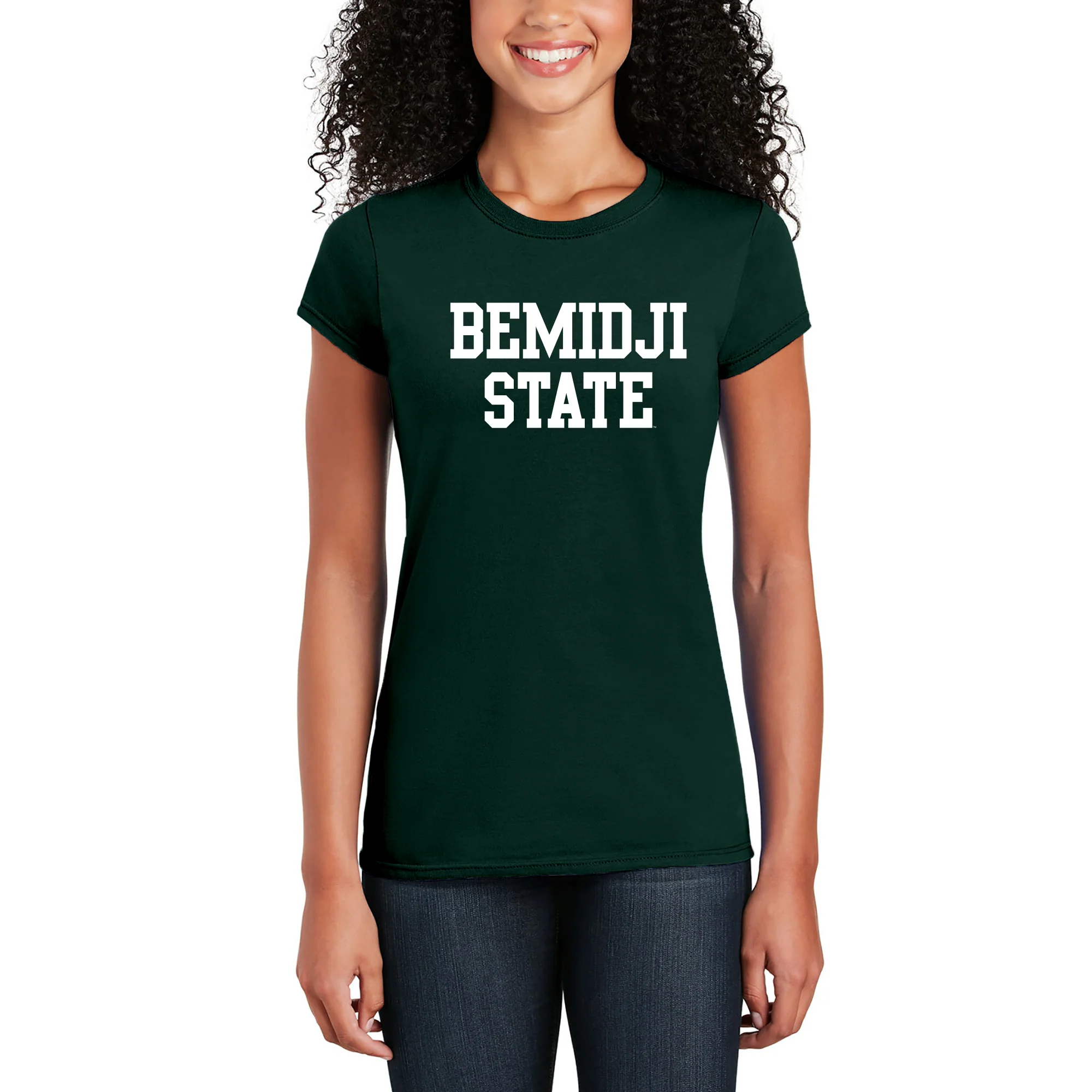 Bemidji State Beavers Basic Block Women's T Shirt - Forest - Image 4