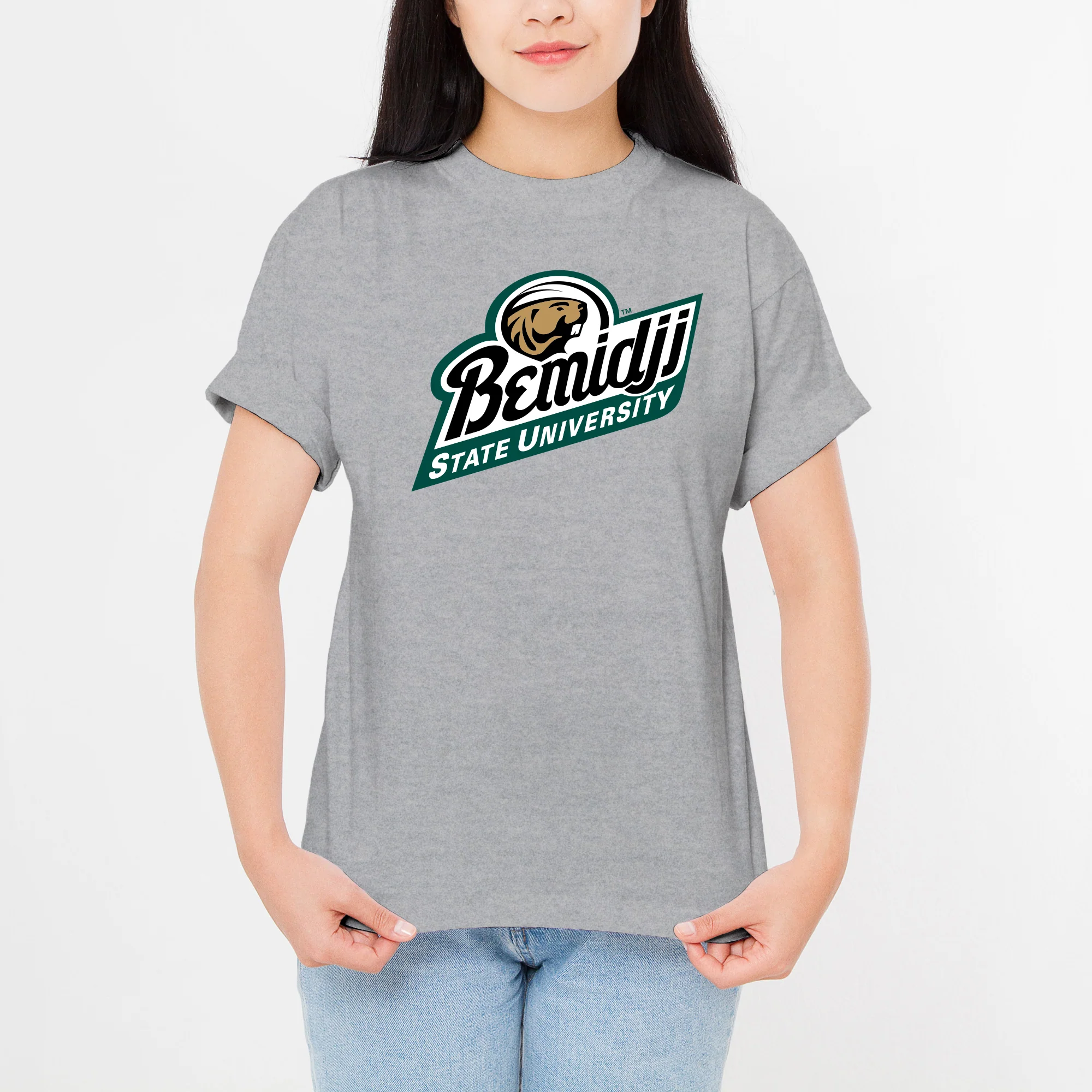 Bemidji State Beavers Primary Logo T Shirt - Sport Grey - Image 5