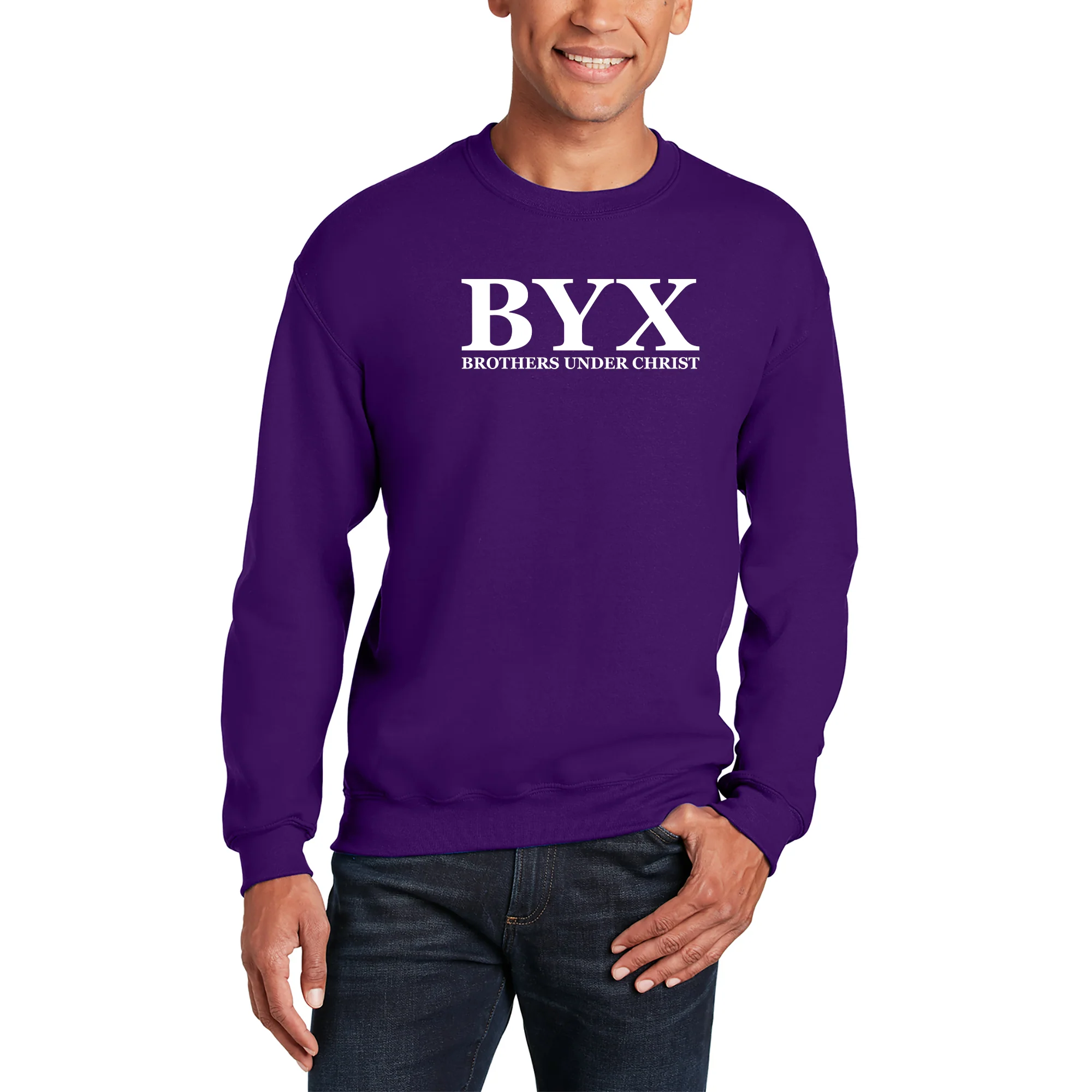 Beta Upsilon Chi Greek Letter Block Crewneck - Purple - Image 3