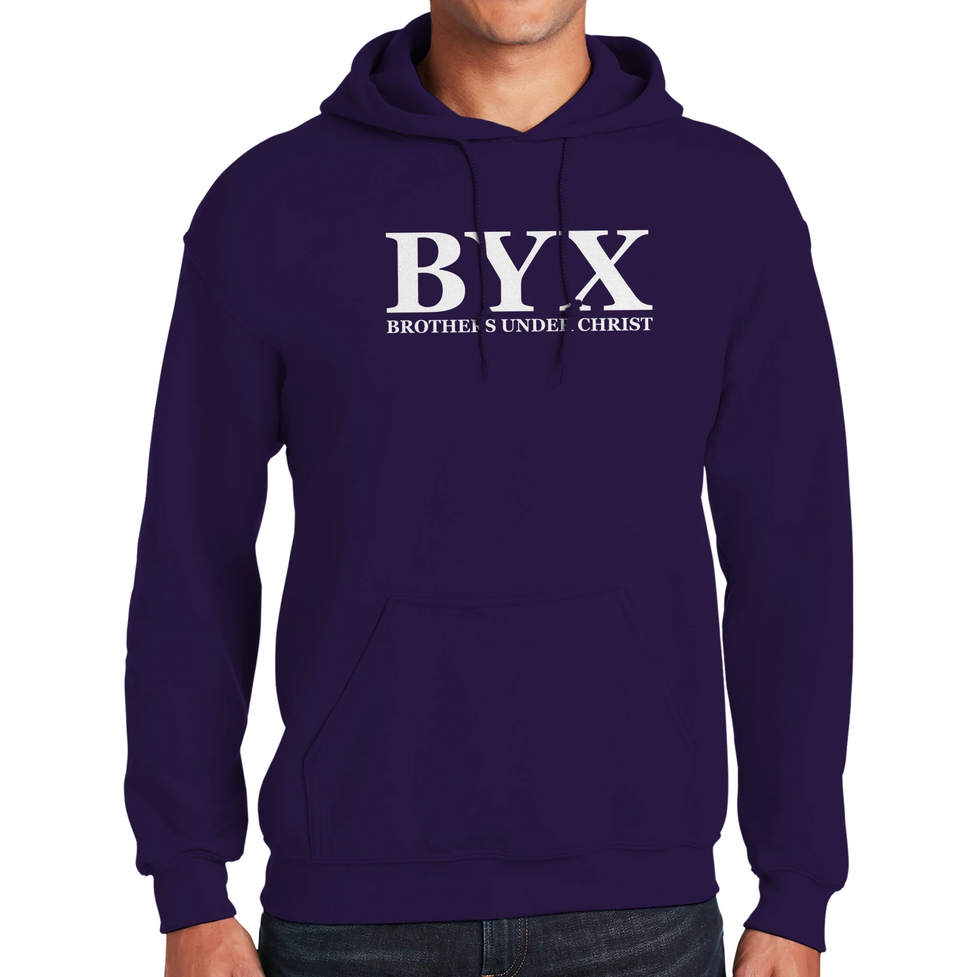 Beta Upsilon Chi Greek Letter Block Hoodie - Purple - Image 3