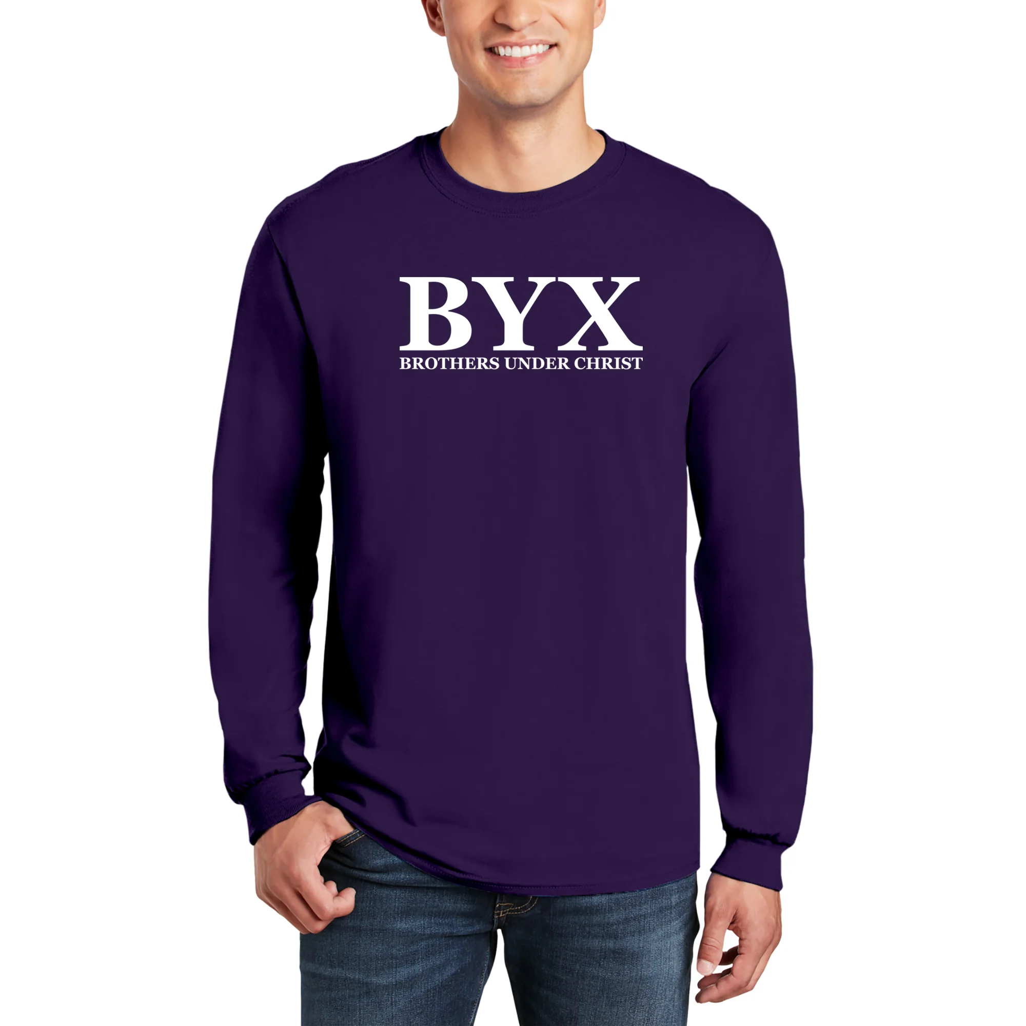 Beta Upsilon Chi Greek Letter Block Long Sleeve - Purple - Image 3