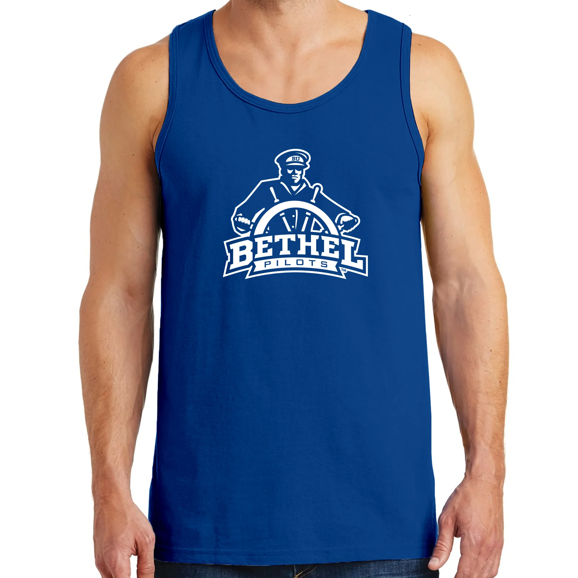 Bethel University Pilots Primary Logo Tank Top - Royal - Image 3