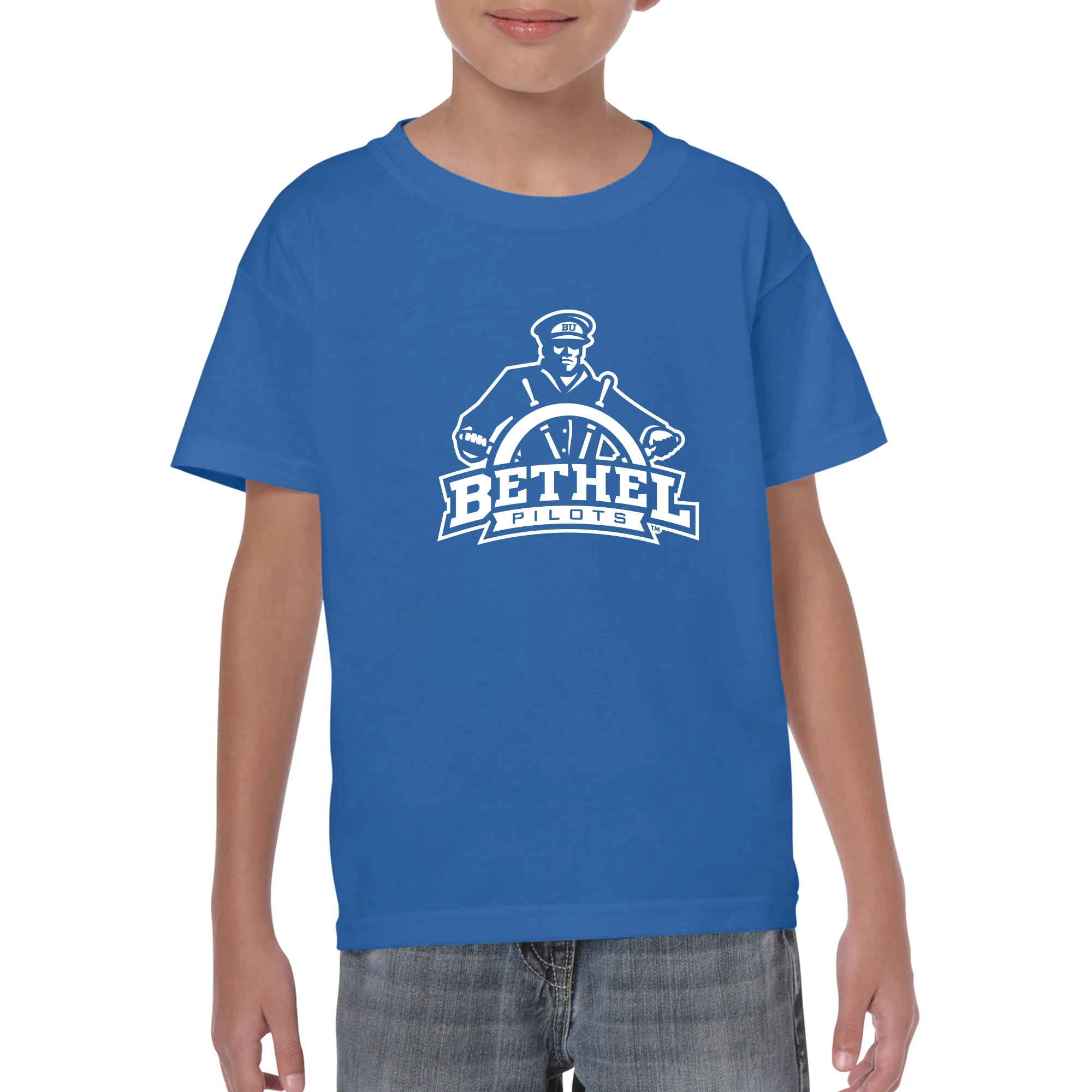 Bethel University Pilots Primary Logo Youth Short Sleeve T Shirt - Royal - Image 3