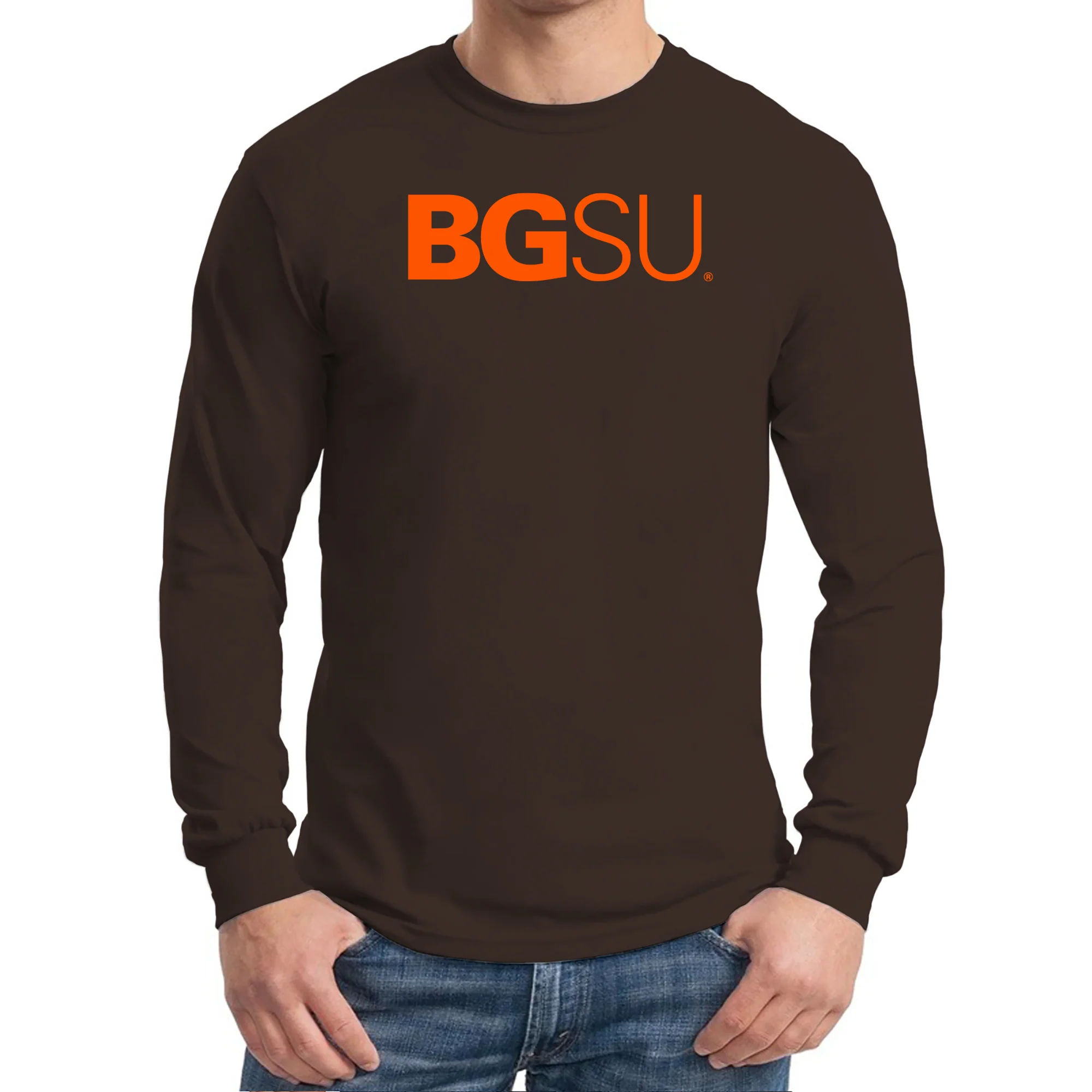BGSU Bowling Green State University Falcons Institutional Logo Long Sleeve T Shirt - Dark Chocolate - Image 4