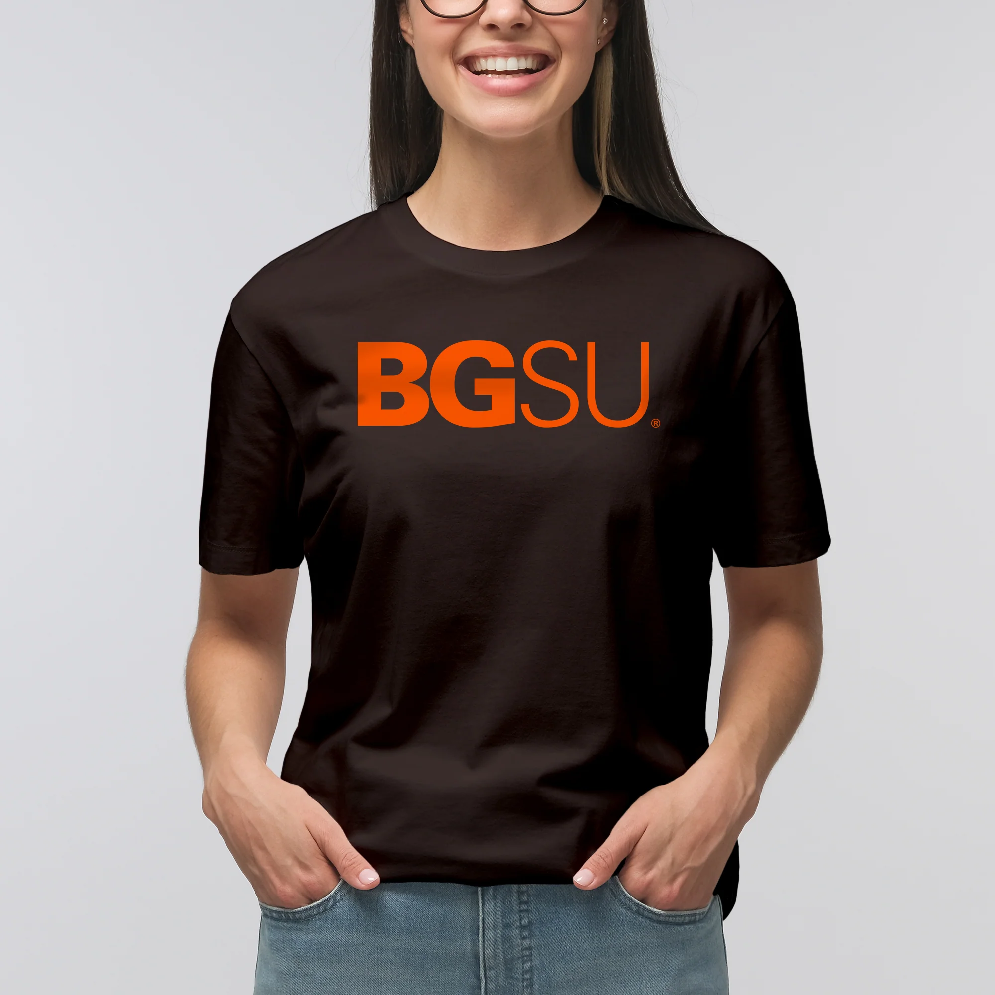 BGSU Bowling Green State University Falcons Institutional Logo T Shirt - Dark Chocolate - Image 5