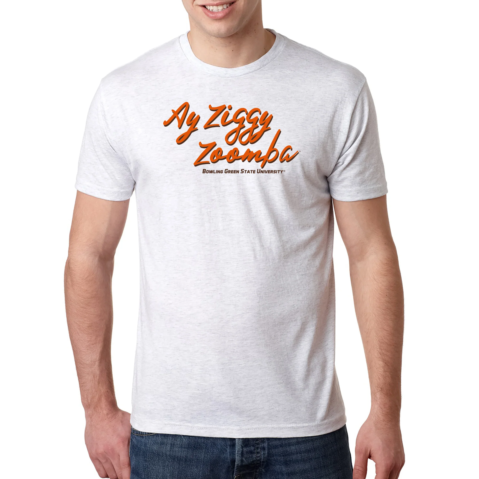 BGSU Fight Song Script Triblend T-Shirt - Heather White - Image 3